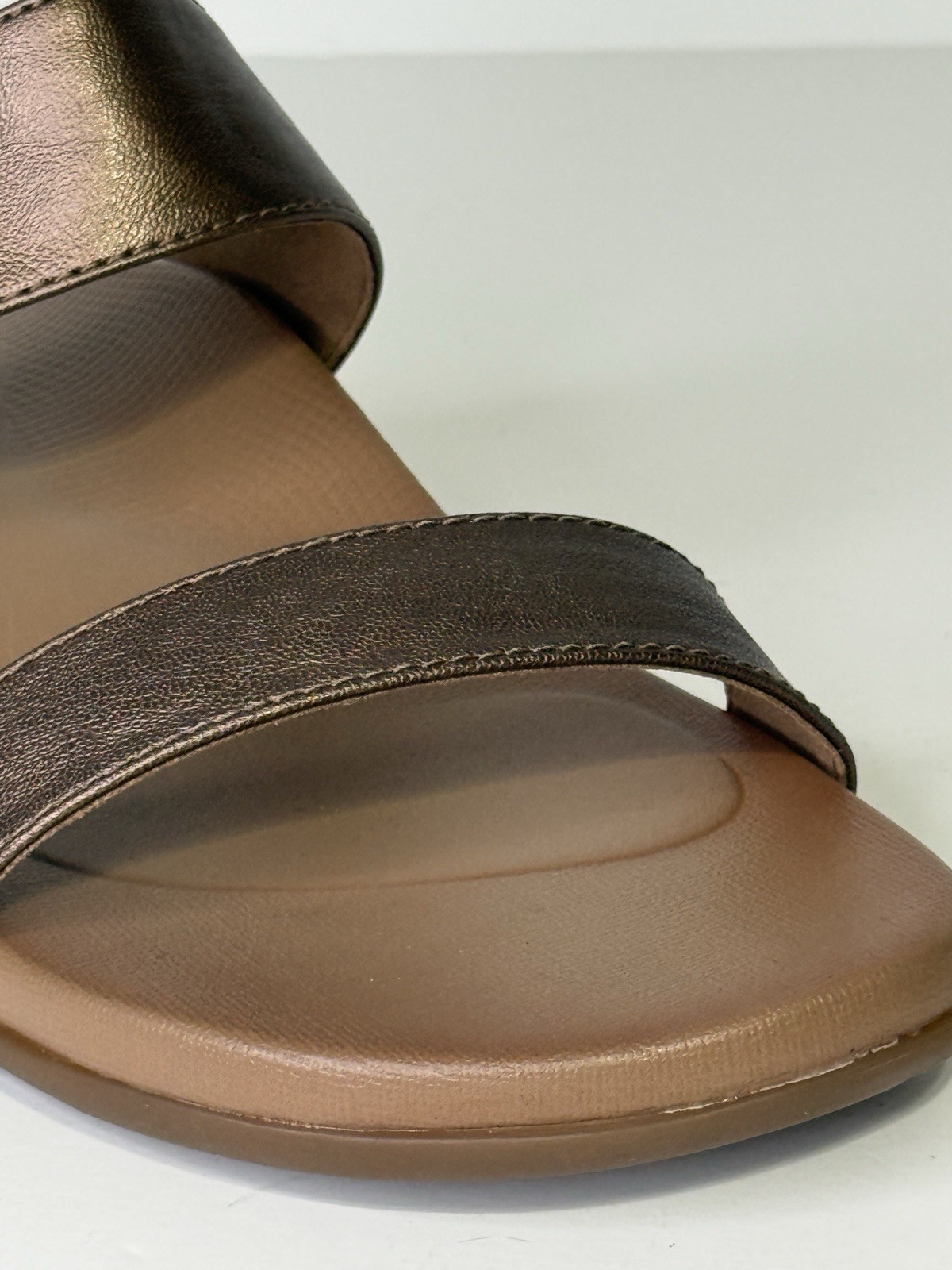 Aetrex Mimi Slide Sandals Womens Orthotic Metallic Bronze AE214W Brown Size 8.5