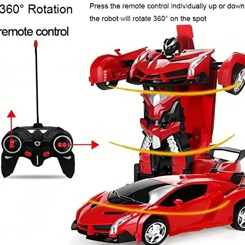1:18 Remote Control Deformation Robot Car with LED Lights – 360° Drift, USB