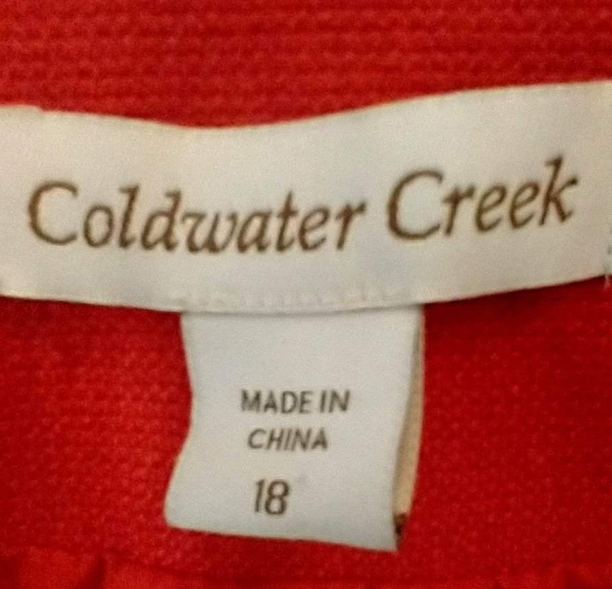 COLDWATER CREEK Women’s Single Snap Cotton Blend Blazer Bright Red Lined – 18