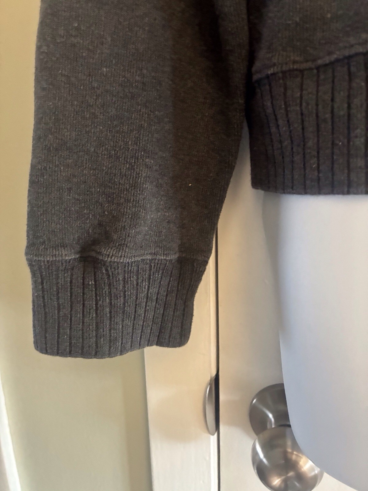 Old Navy Men’s Full Zip Sweater Black Gray Cotton Stand Collar Size M