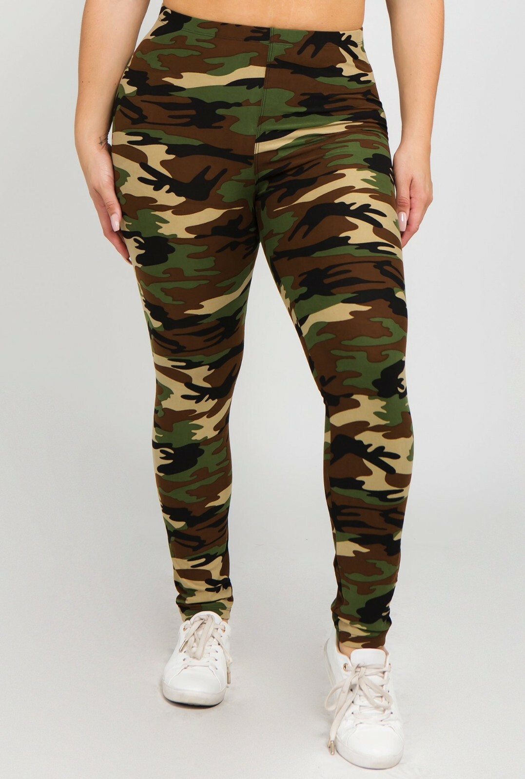 Jack David Women’s Plus Size Army Green Camo Camouflage Soft Leggings 1X-2X-3X