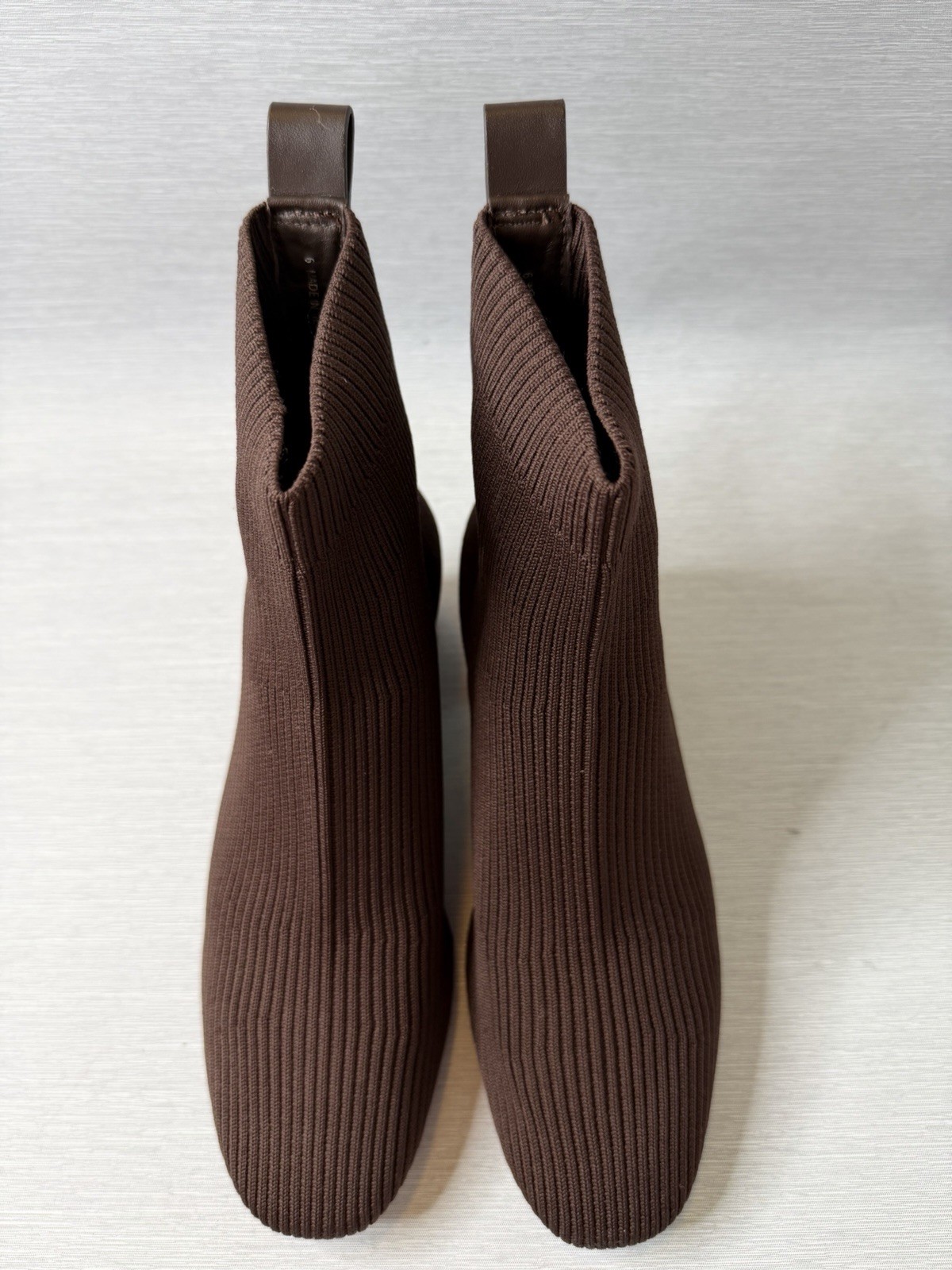 Everlane The Glove Boot Rib Knit Ankle Sock Boots Size 6 Brown ReKnit Block Heel