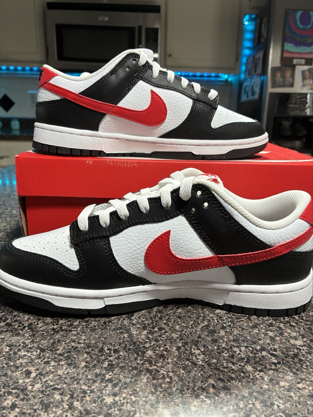 Nike Air Dunk Low Red Panda Black White Red Sneakers Size 7.5 FB3354 001