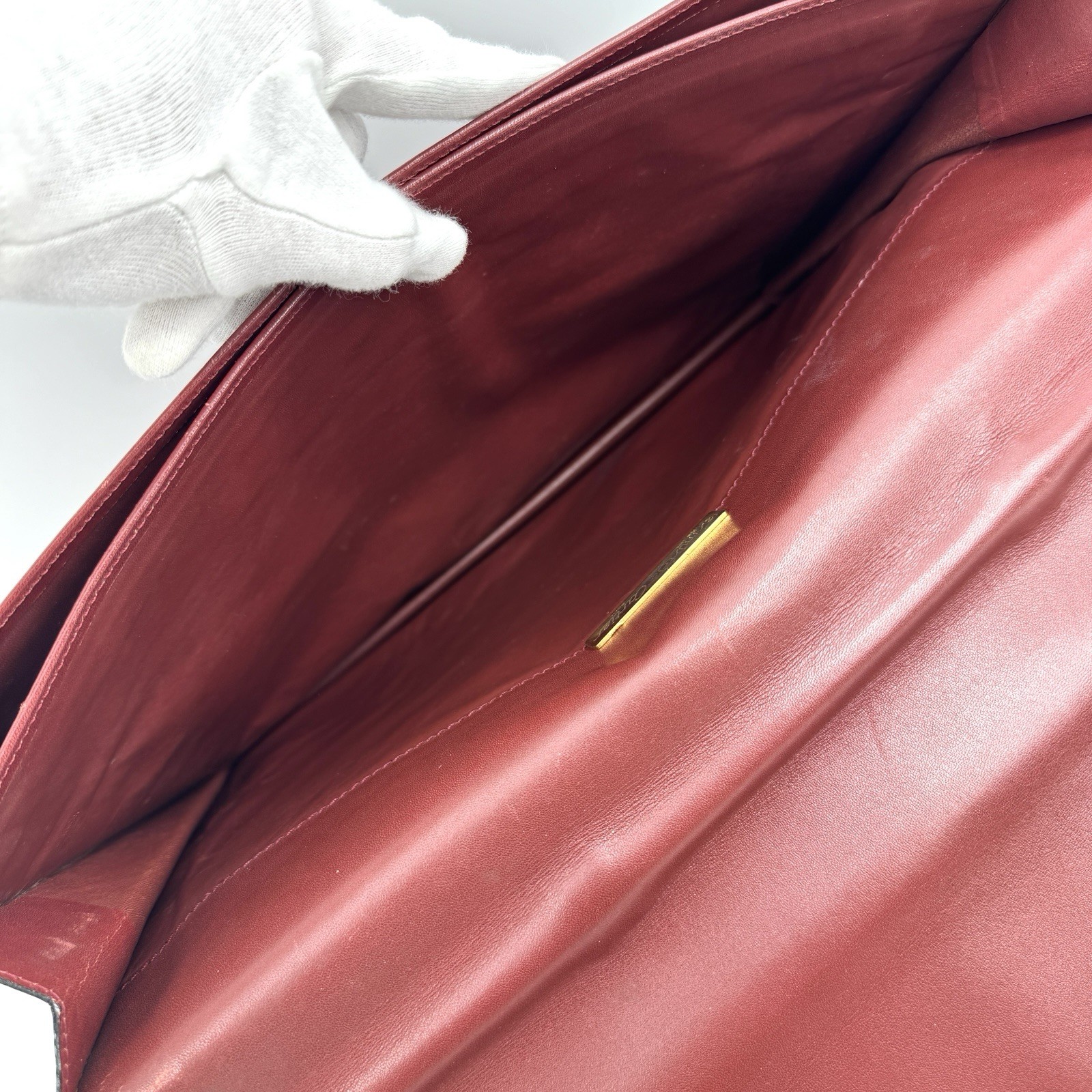 Cartier Briefcase Business Bag Leather Bordeaux Red Authentic