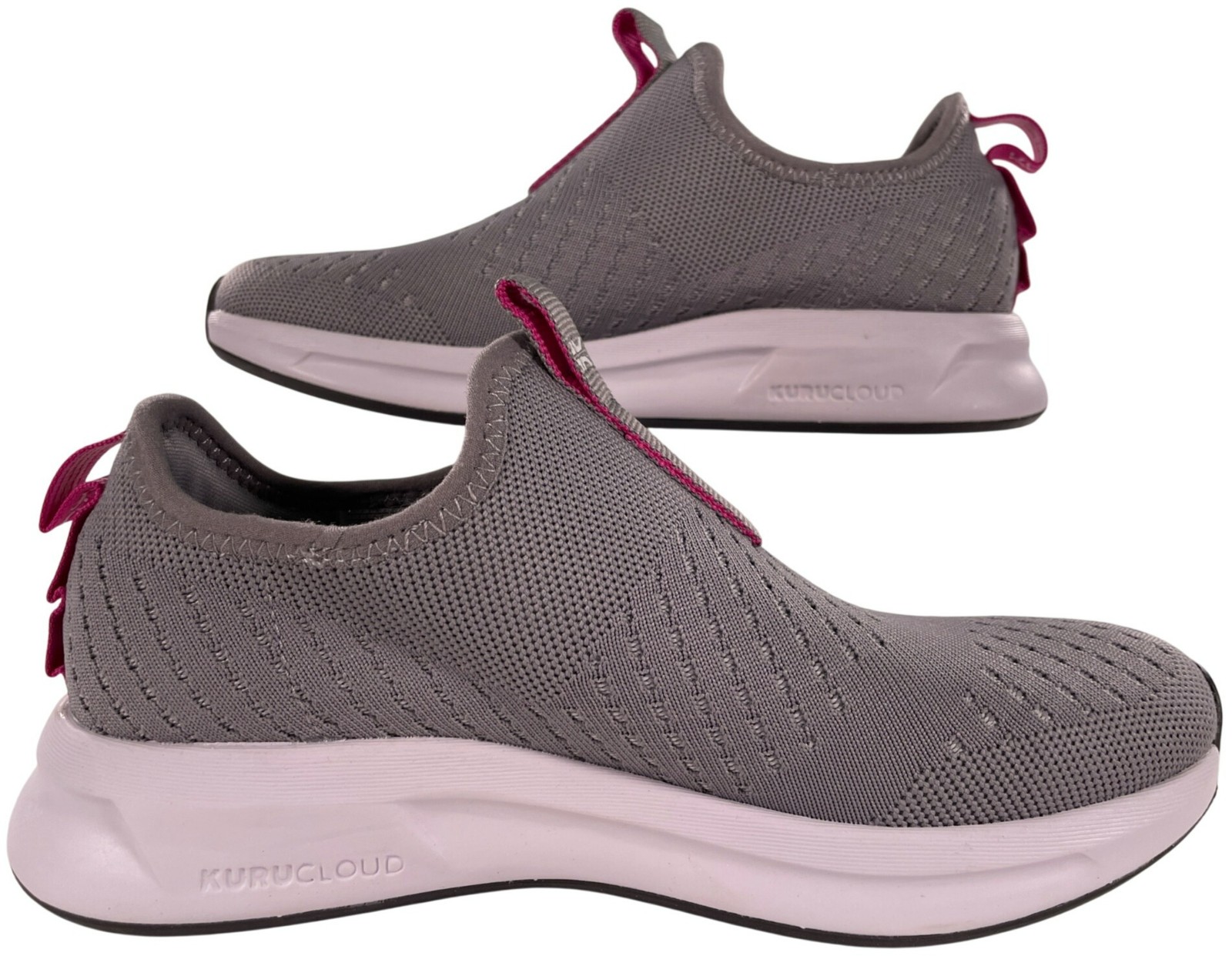 Kuru Atom Slip-On Sneakers Gray Pink Lightweight Breathable Women’s Size 6.5 NEW