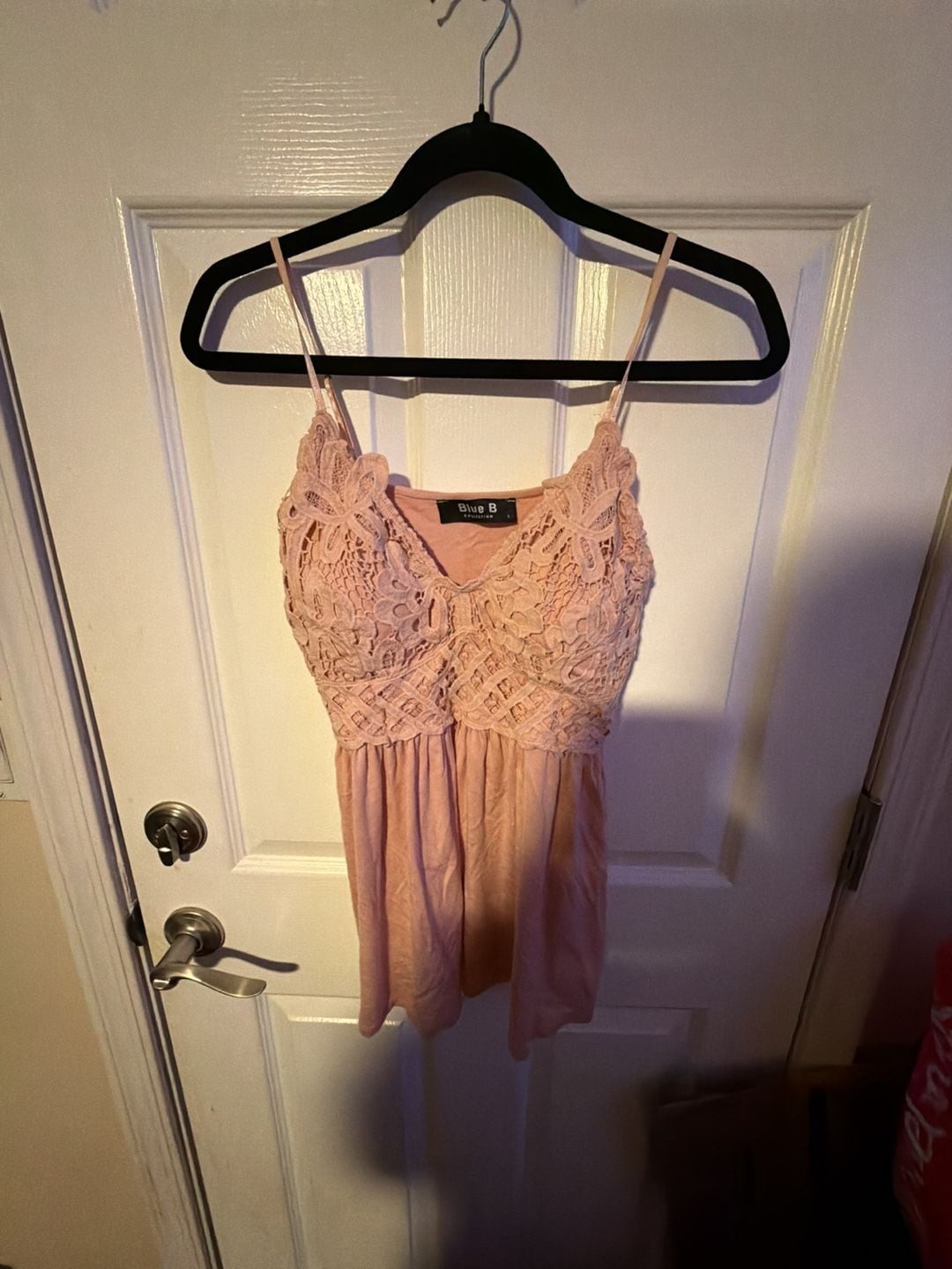 Blue B Collection Pink Crochet Lace Bodice Cami Top