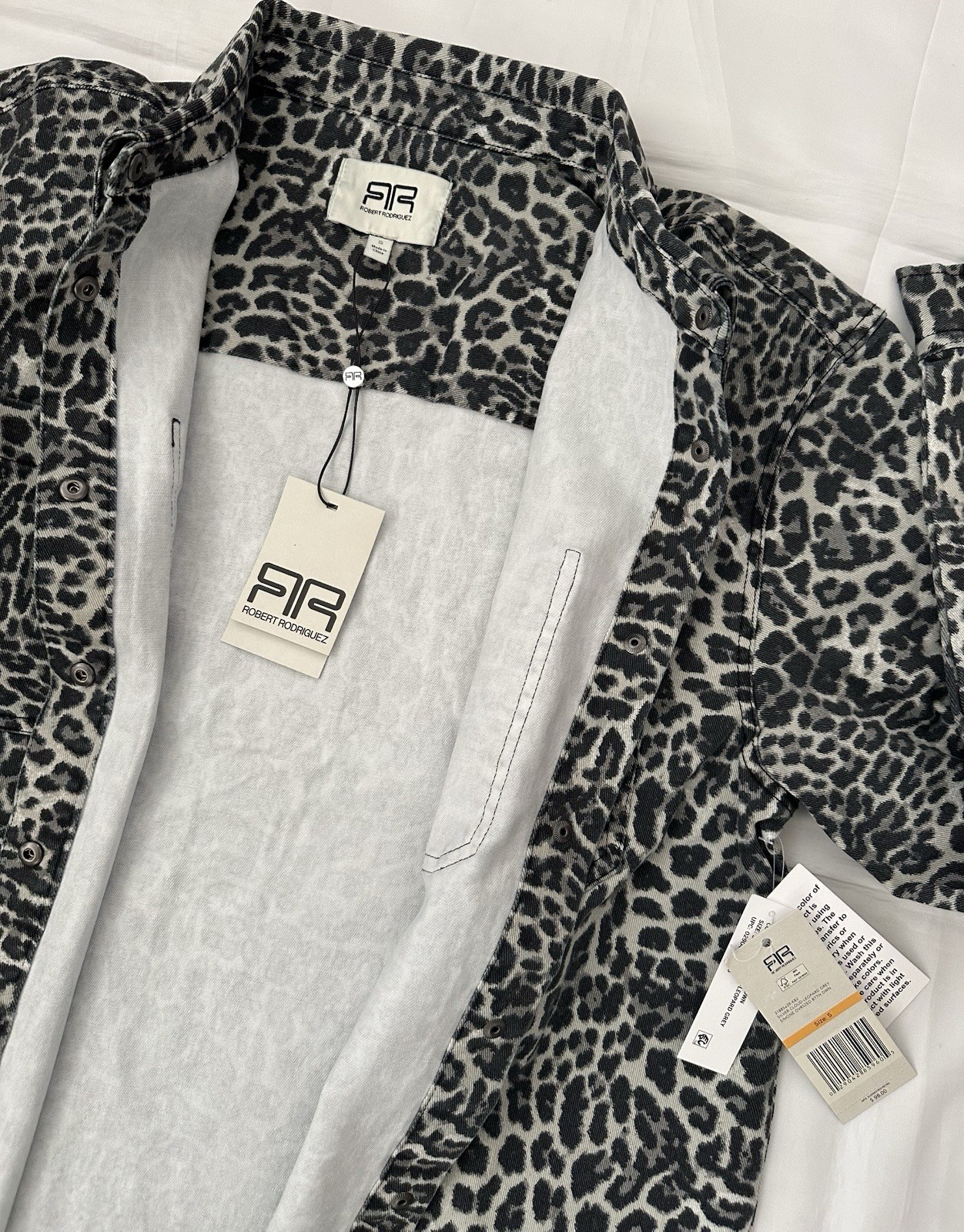 ROBERT RODRIGUEZ ‘SIMONE‘ OVERSIZED BUTTON DOWN SHIRT, LEOPARD, SIZE S, NWT