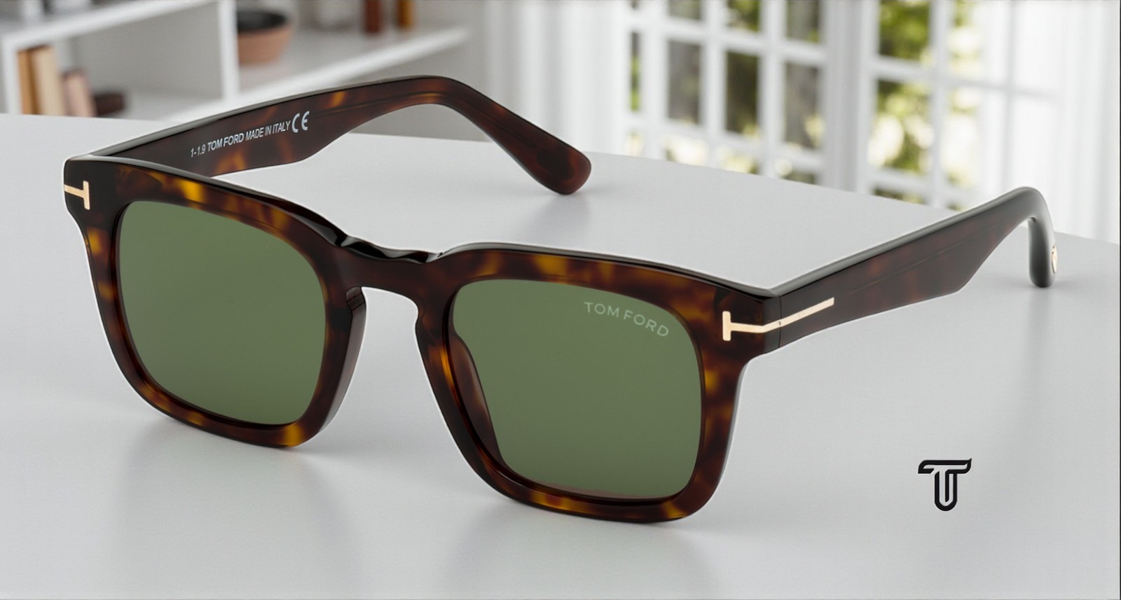 TOM FORD Dax FT0751 52N Dark Havana Green 50 mm Men’s Sunglasses