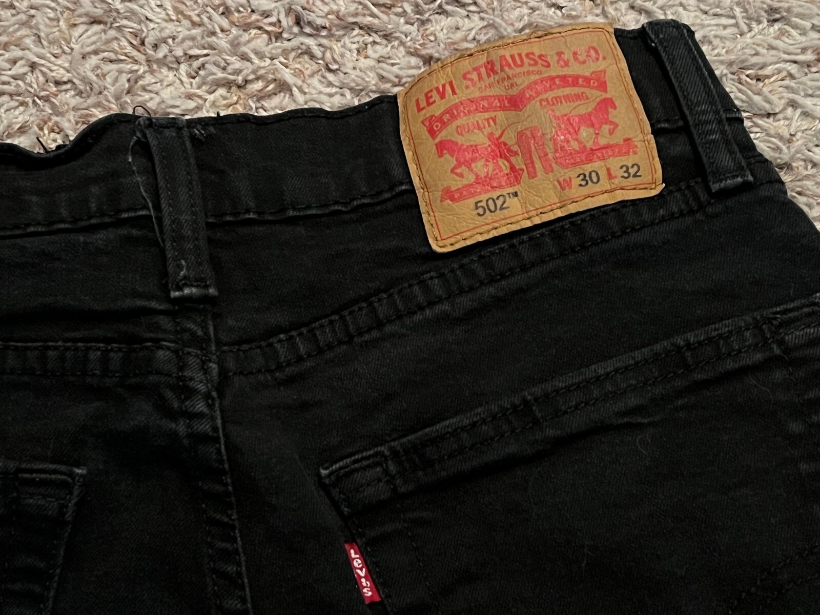 EUC Levi’s 502 Jeans BLACK Regular Tapered Men tag=30×32 (MEASURED 28×29) (9257)