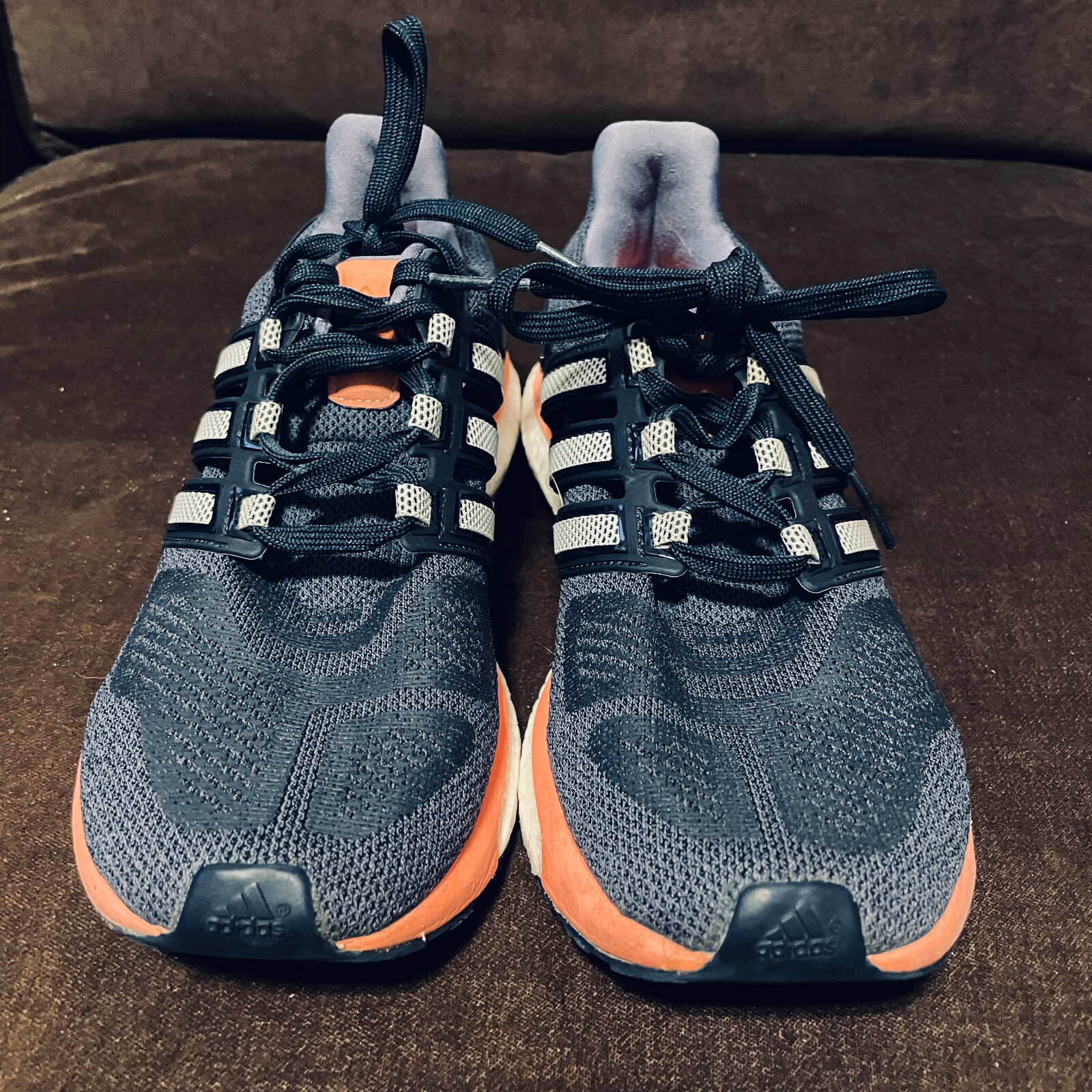Adidas Energy BOOST 3 Womens 8.5 40 2/3 Dark Navy Blue Salmon Orange