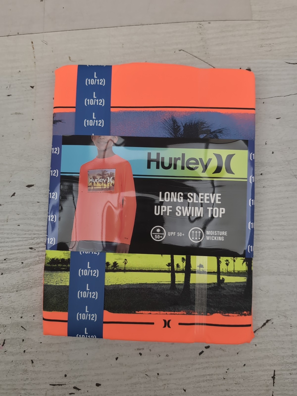 Hurley Youth Boy’s UPF 50+ Long Sleeve Swim Top Sz L (10/12) Orange A45