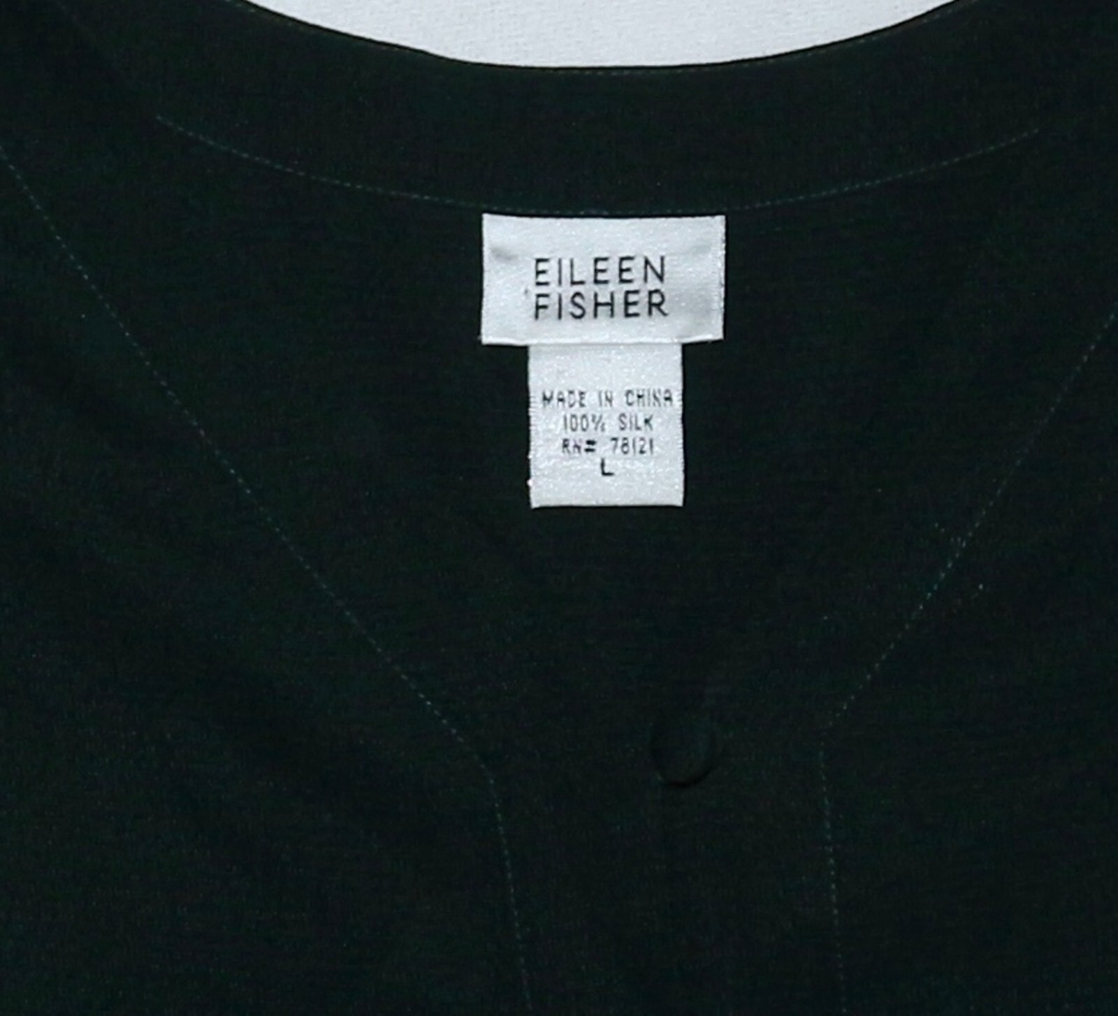 Vintage EILEEN FISHER VNck Silk Blse Side Slits 48 In Chest 29 In Long Sz L EXC