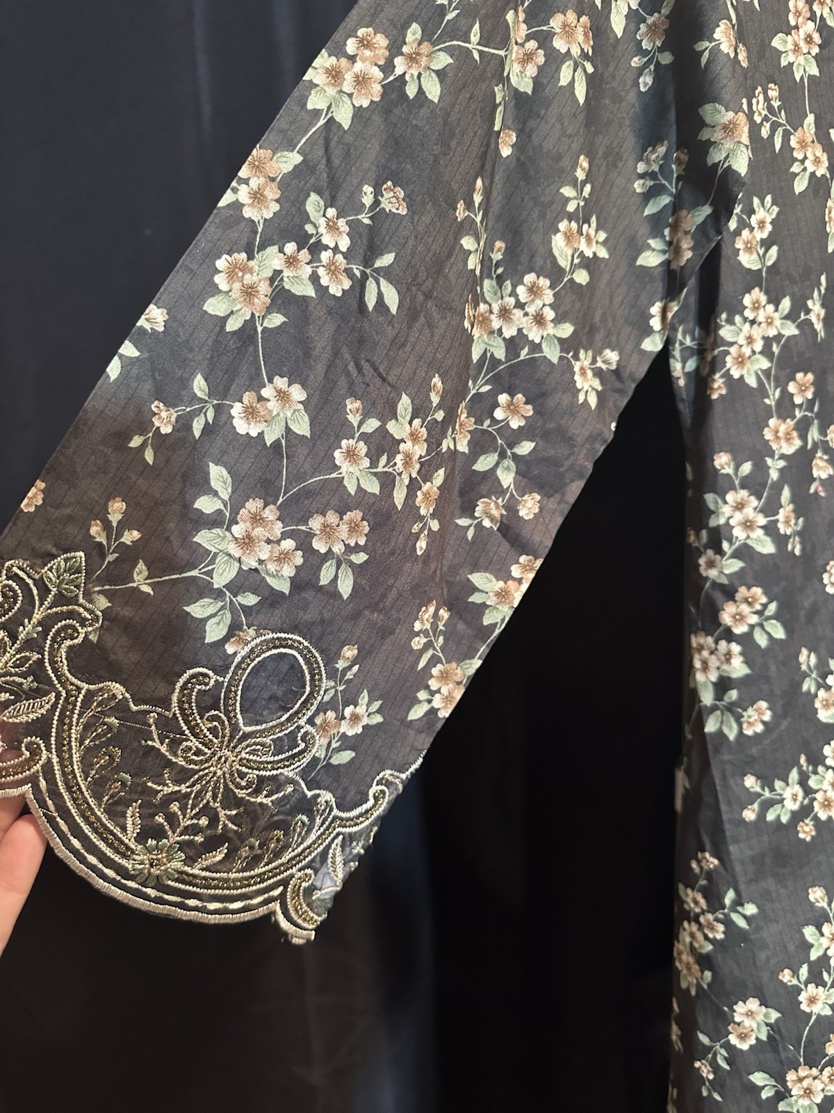 Bin Saeed Lawn Cotton 3 Pc Suit-premium Cut Work Emb- Aline Style-M & L – $44