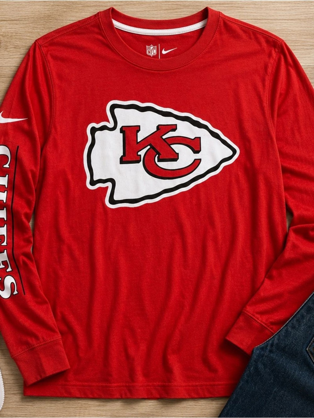 NFL Red and White Nike Logo Tee