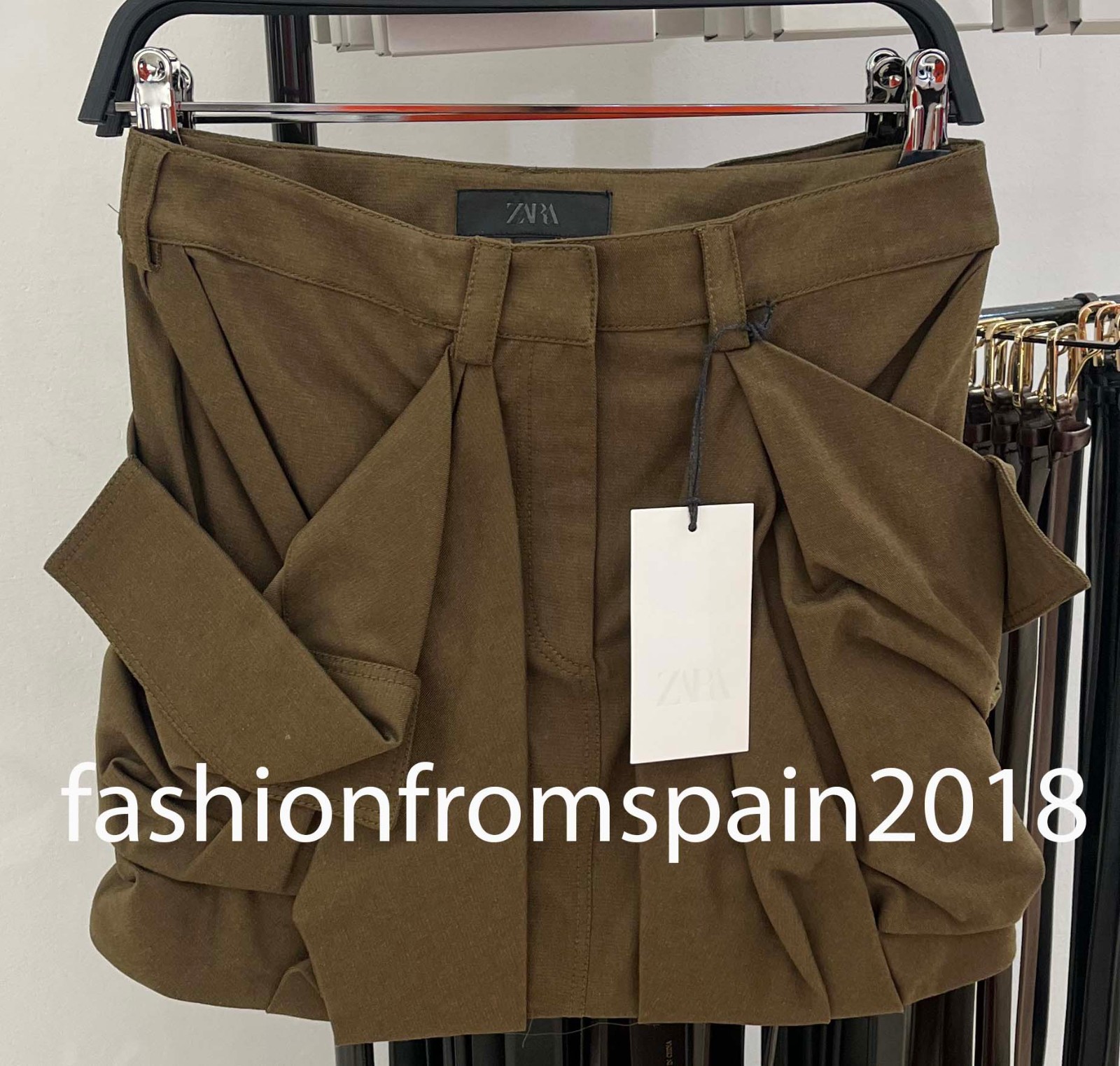 ZARA NEW WOMAN MID-RISE ZW COLL CARGO MINI SKIRT KHAKI XS-XL 2091/002/505