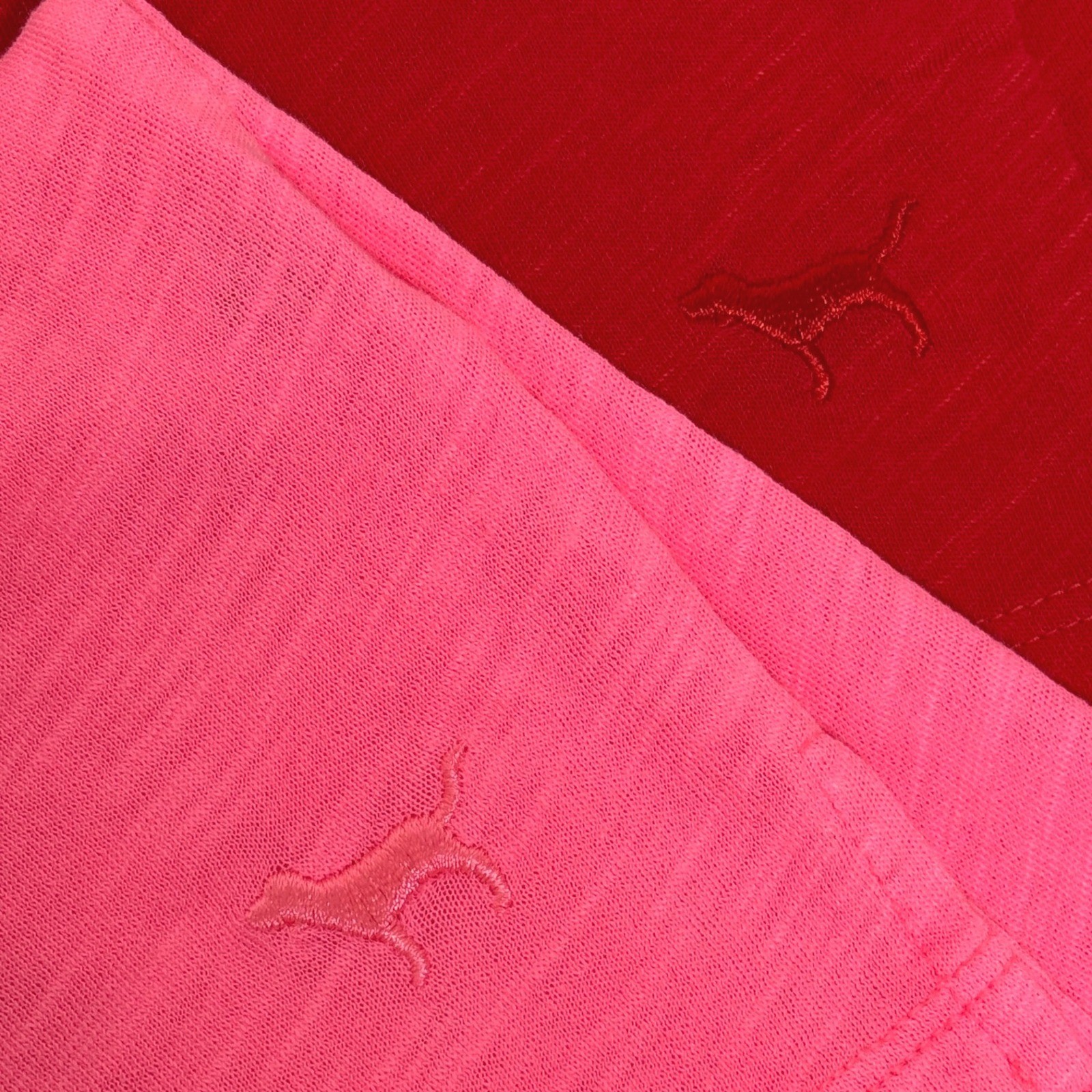 Victoria’s Secret PINK Long Sleeve V-Neck T-Shirt 2 Pack Red Neon Pink XS NEW