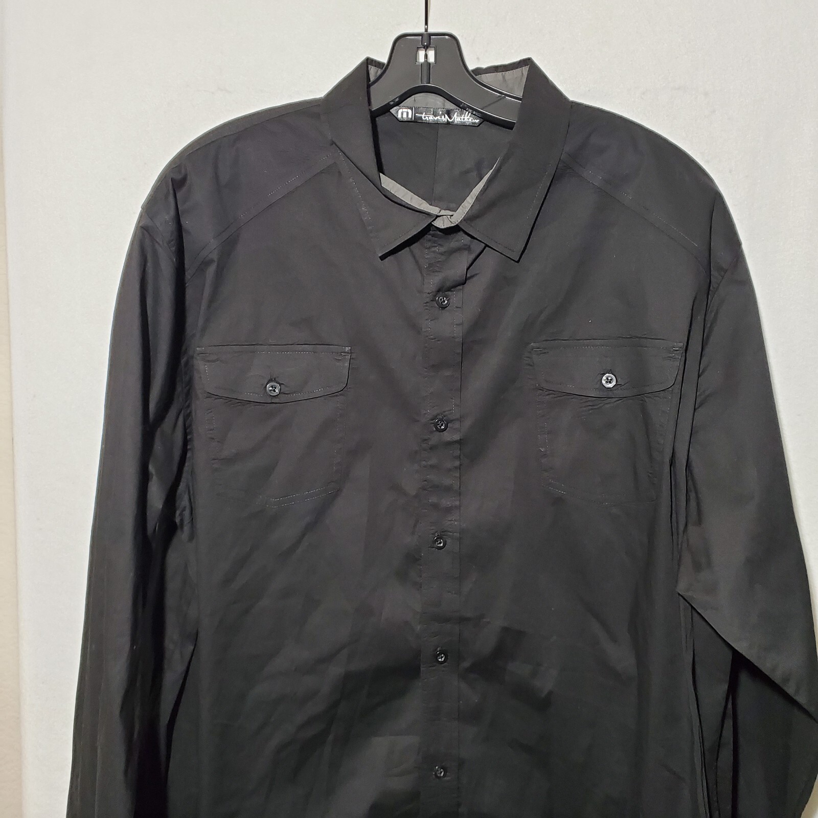 Travis Mathew Shirt Button Up Men’s XXL Pockets Long Sleeve Pockets Embroidered