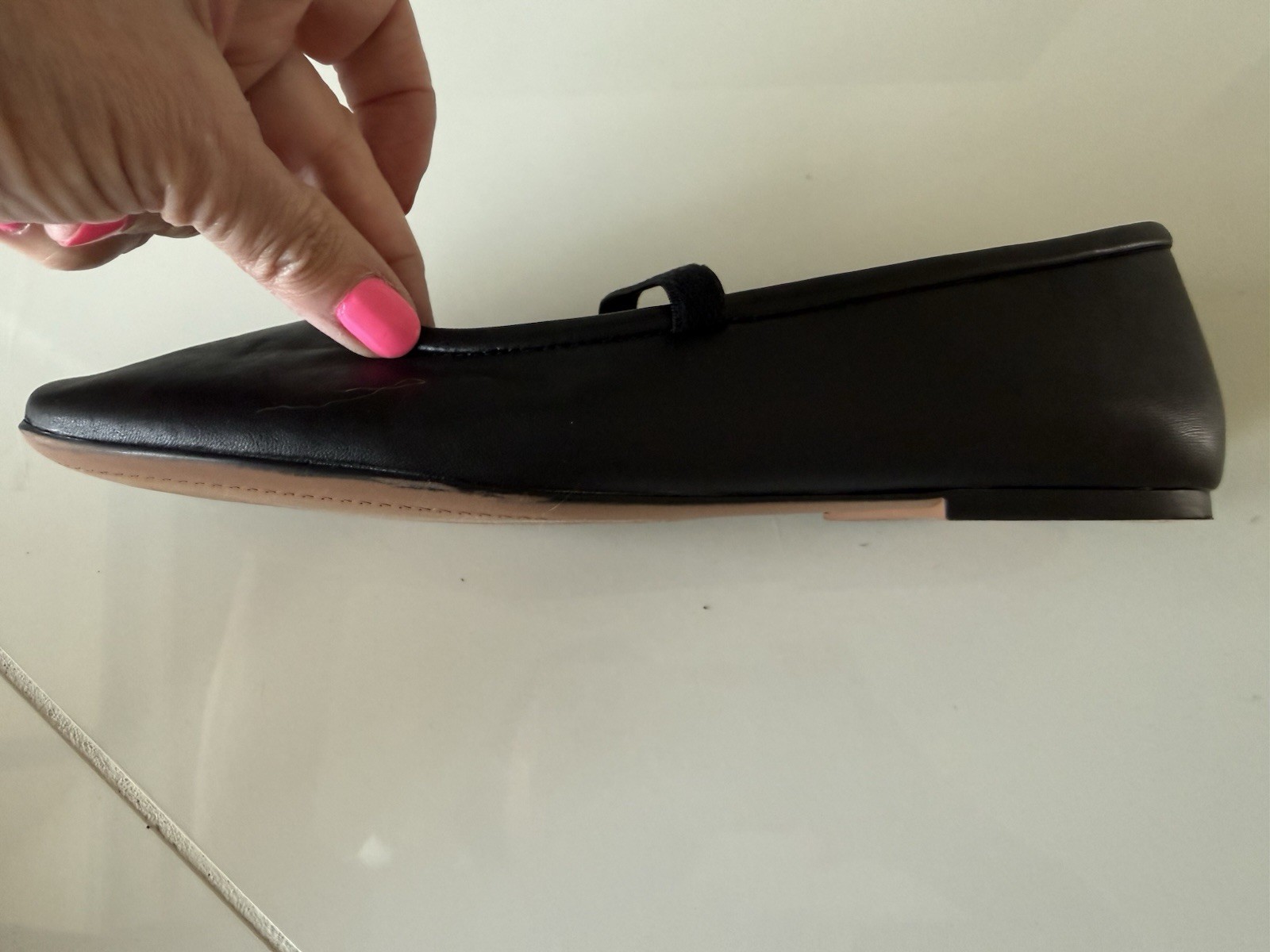 Franco Sarto Mary Jane Flats Black Leather Eileen 6 M Square Toe