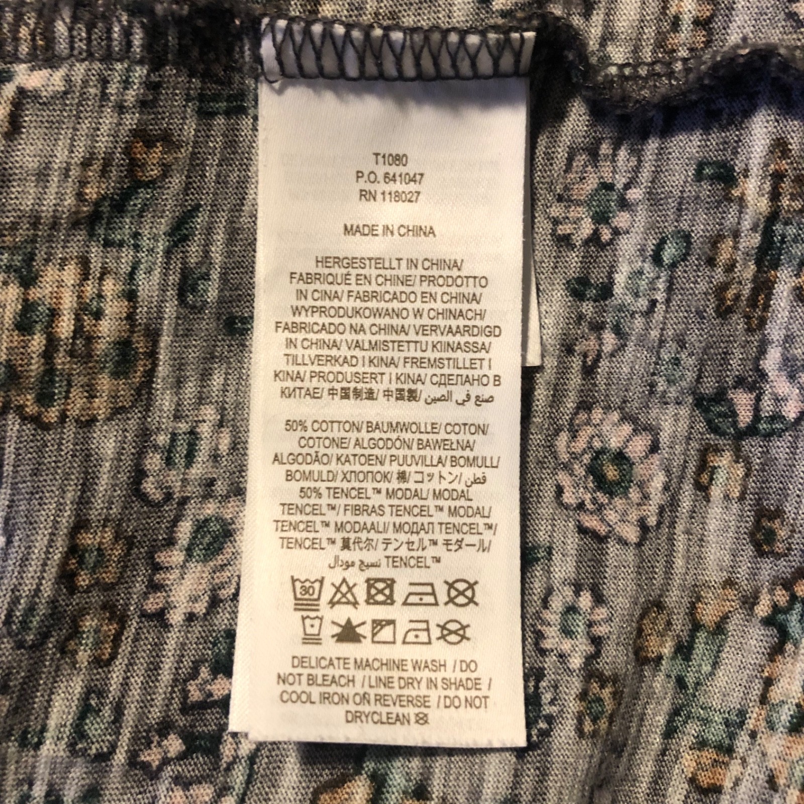 Boden Ditzy Floral Print Gray Ruffle Blouse Women’s Size 12 Boho Cottagecore