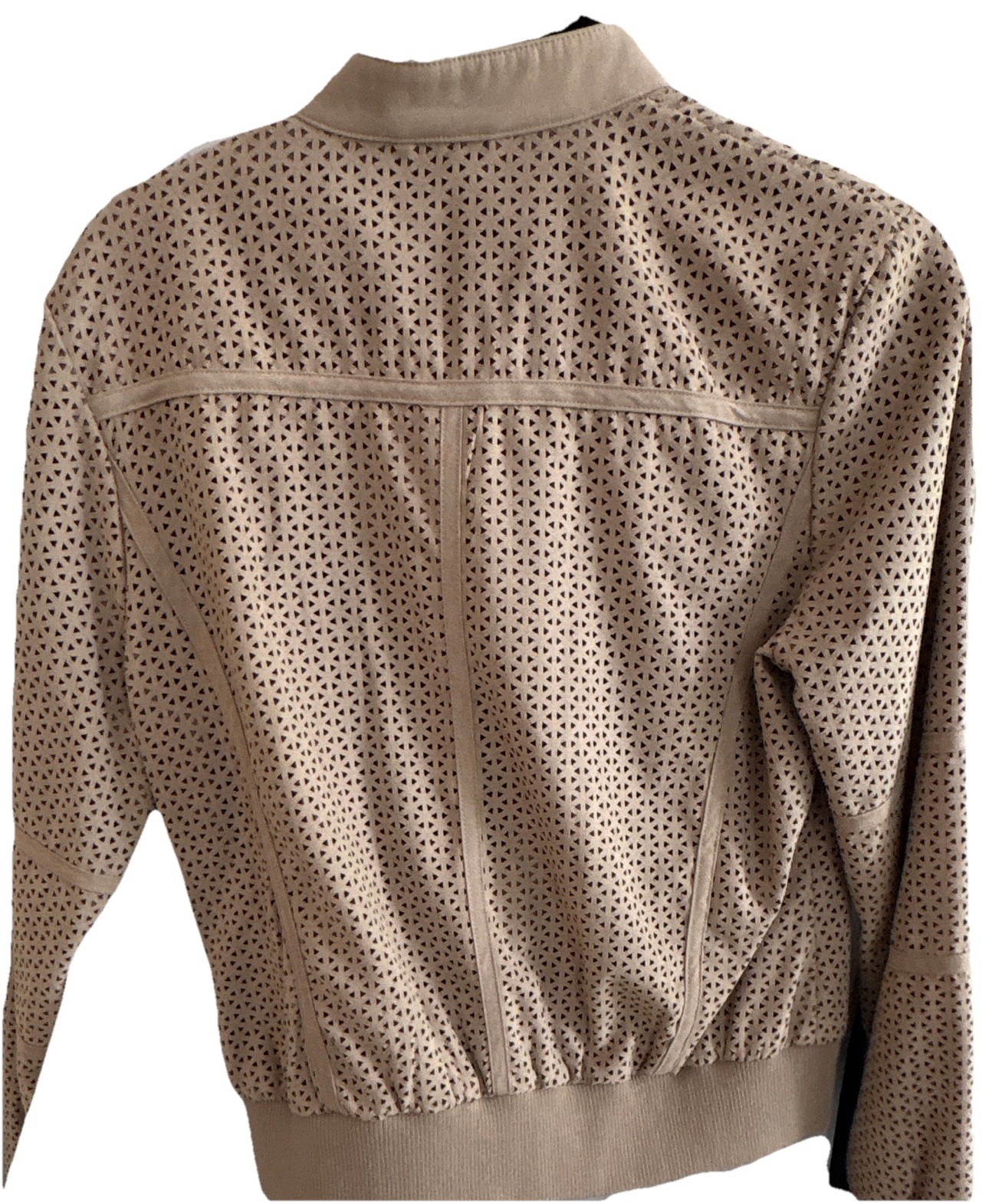 Kenneth Cole New York Women’s Beige Bomber Jacket Full Zip Solid Short M