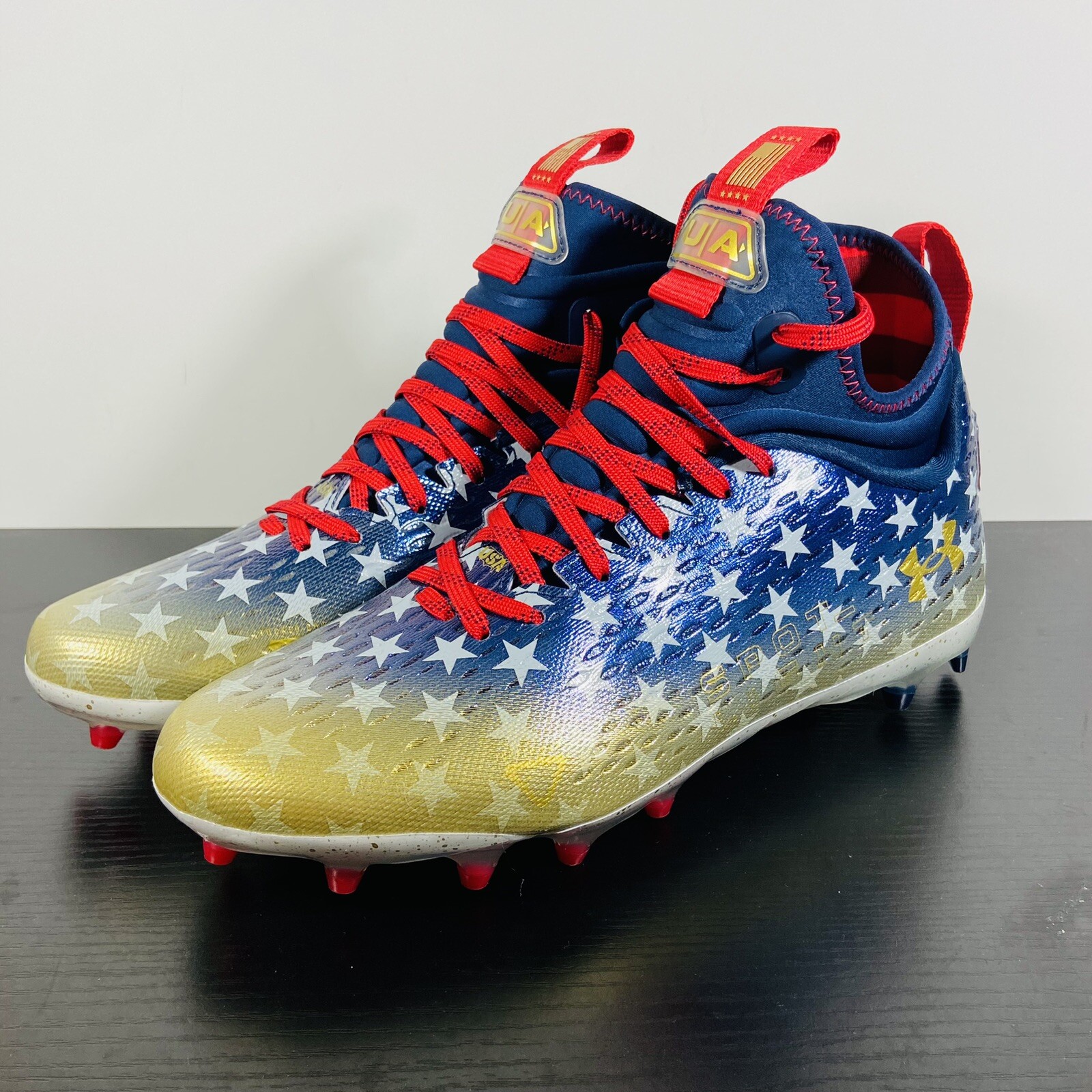 Under Armour Spotlight Lux MC LE USA FREEDOM Troops Football Cleats 3025366 100