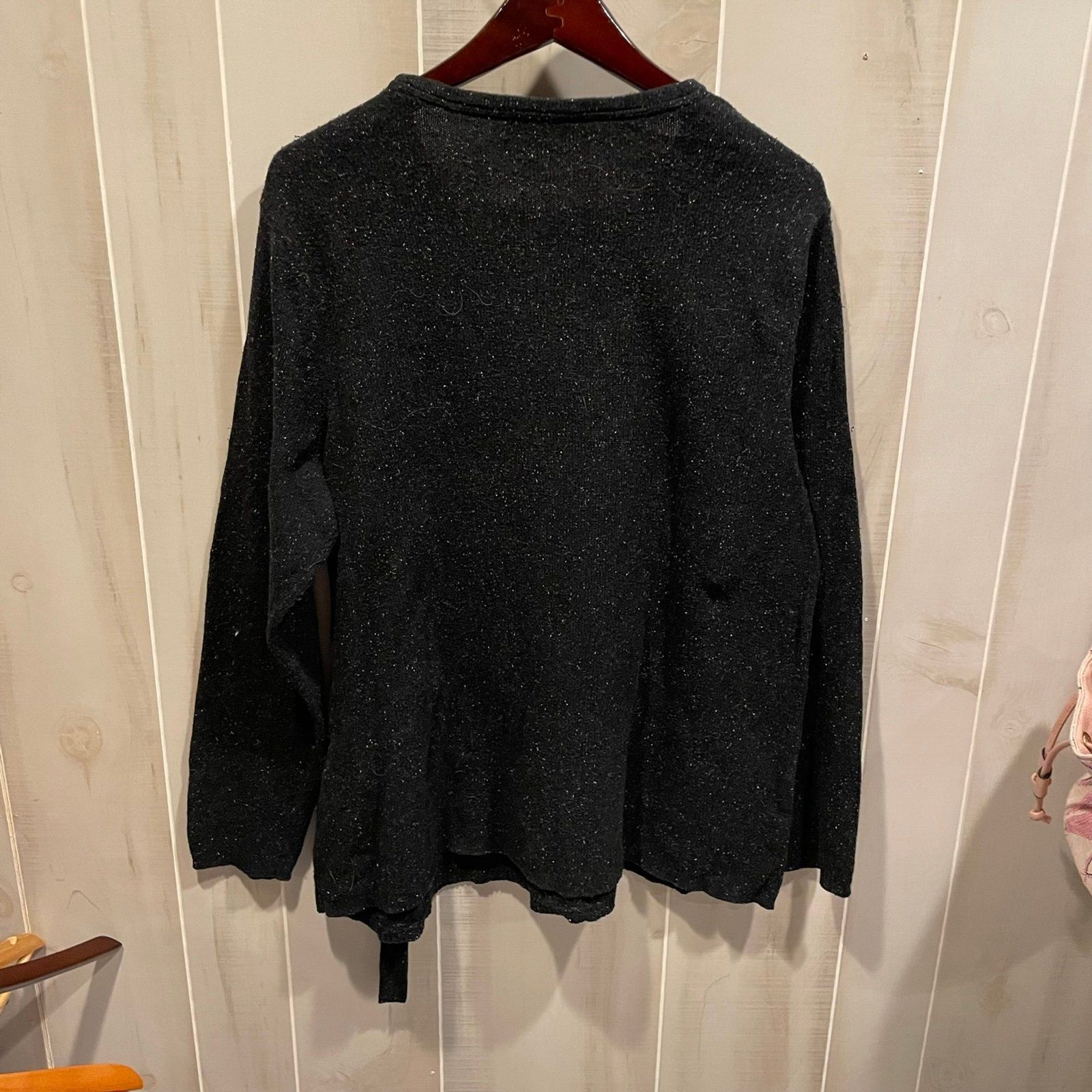 Cute J. Jill black marled silk blend tie bow front sweater classic coastal