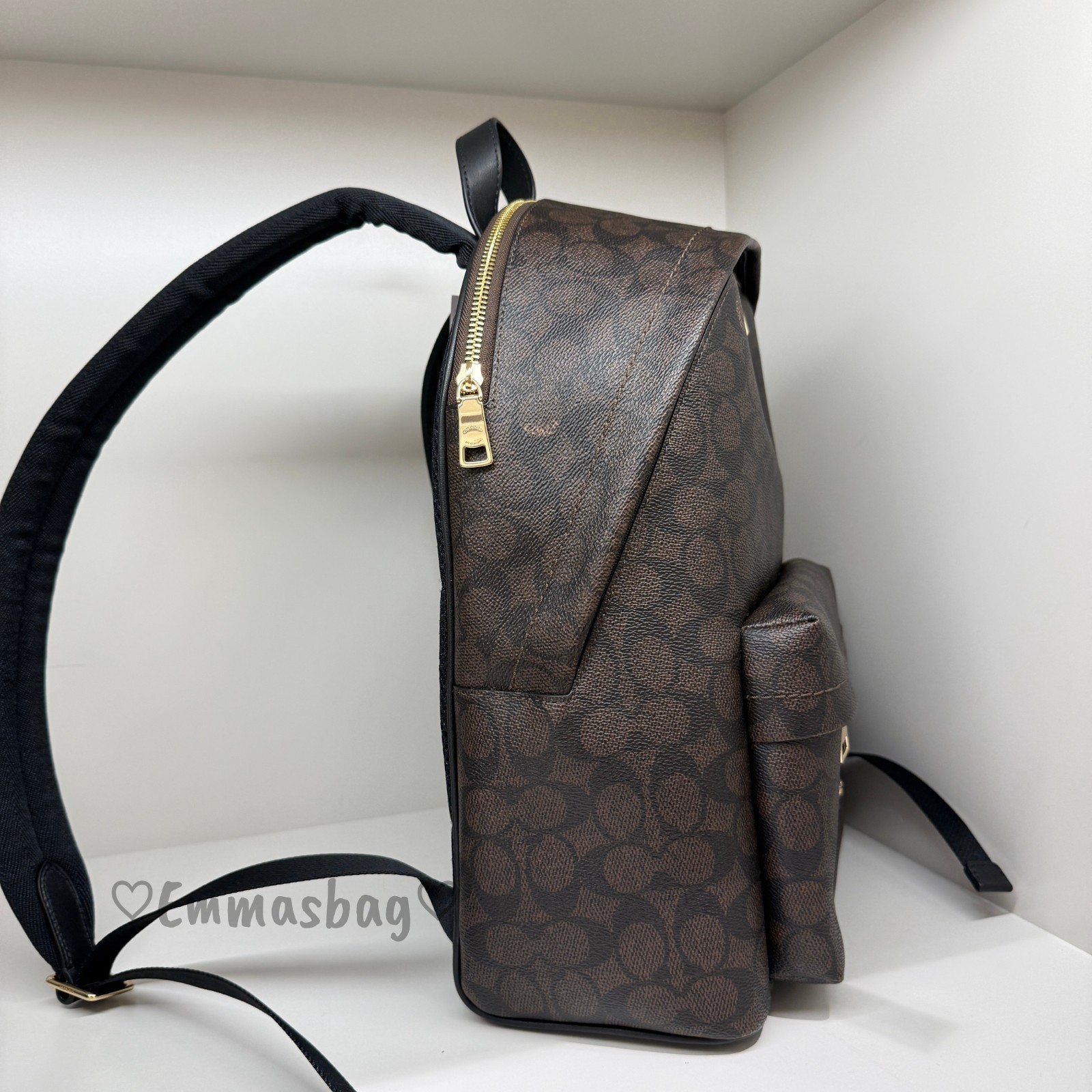 NWT Coach Taylor Small Backpack In Signature Canvas CDW76 WALNUT/BLACK