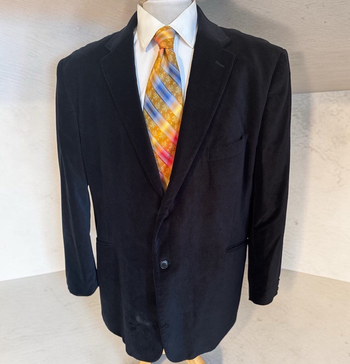 Madison Blazer Mens Sz 50R Black Cotton Velvet Sport Coat Jacket Party Wedding