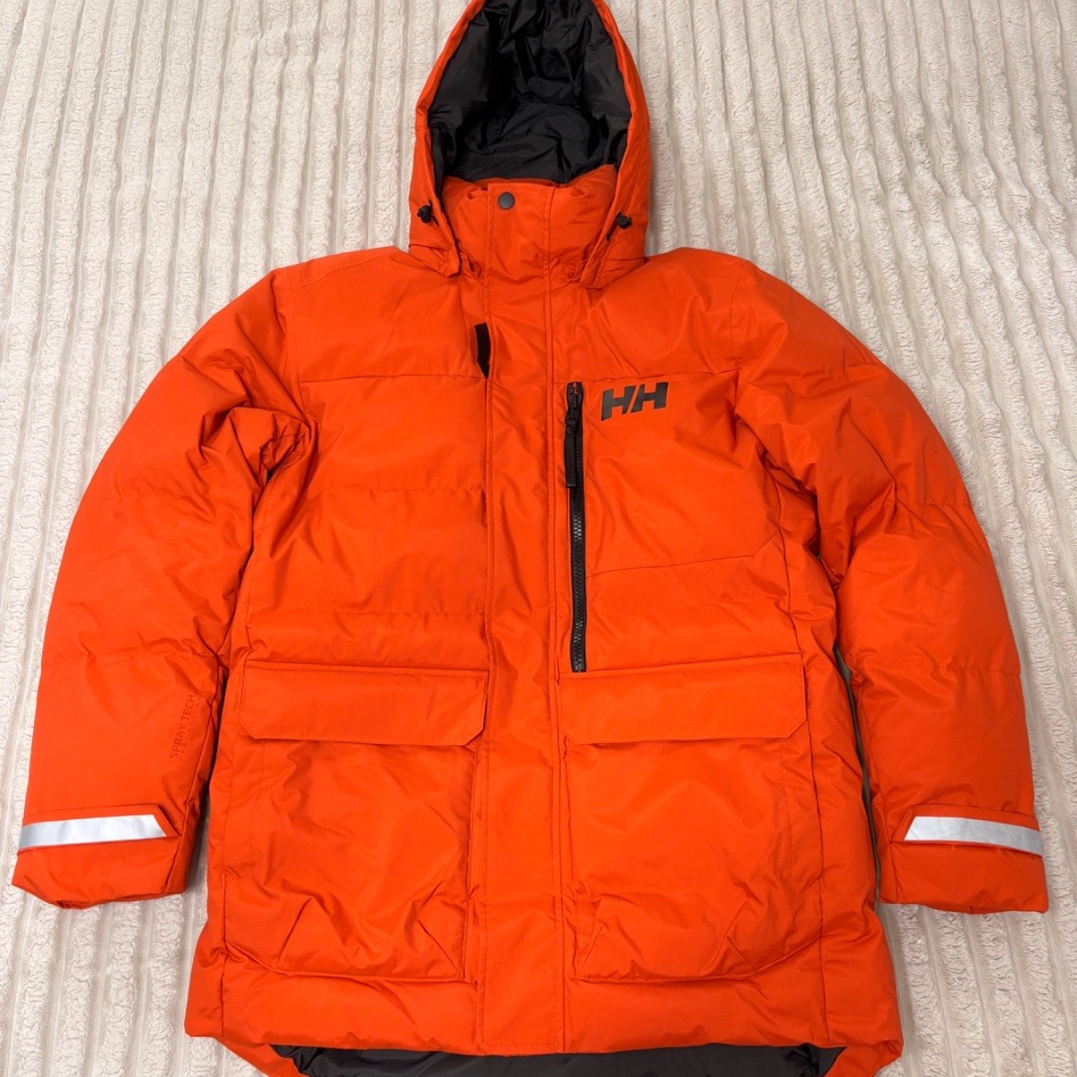 Helly Hansen Parka Jacket Large Orange Hooded Winter Coat Nylon