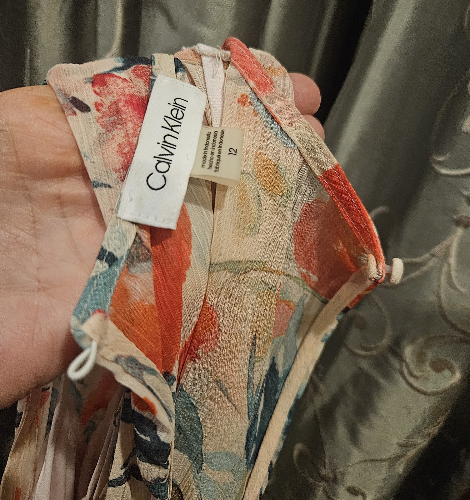 Ladies 12 Calvin Klein Couture Chiffon Floral Dress – vintage