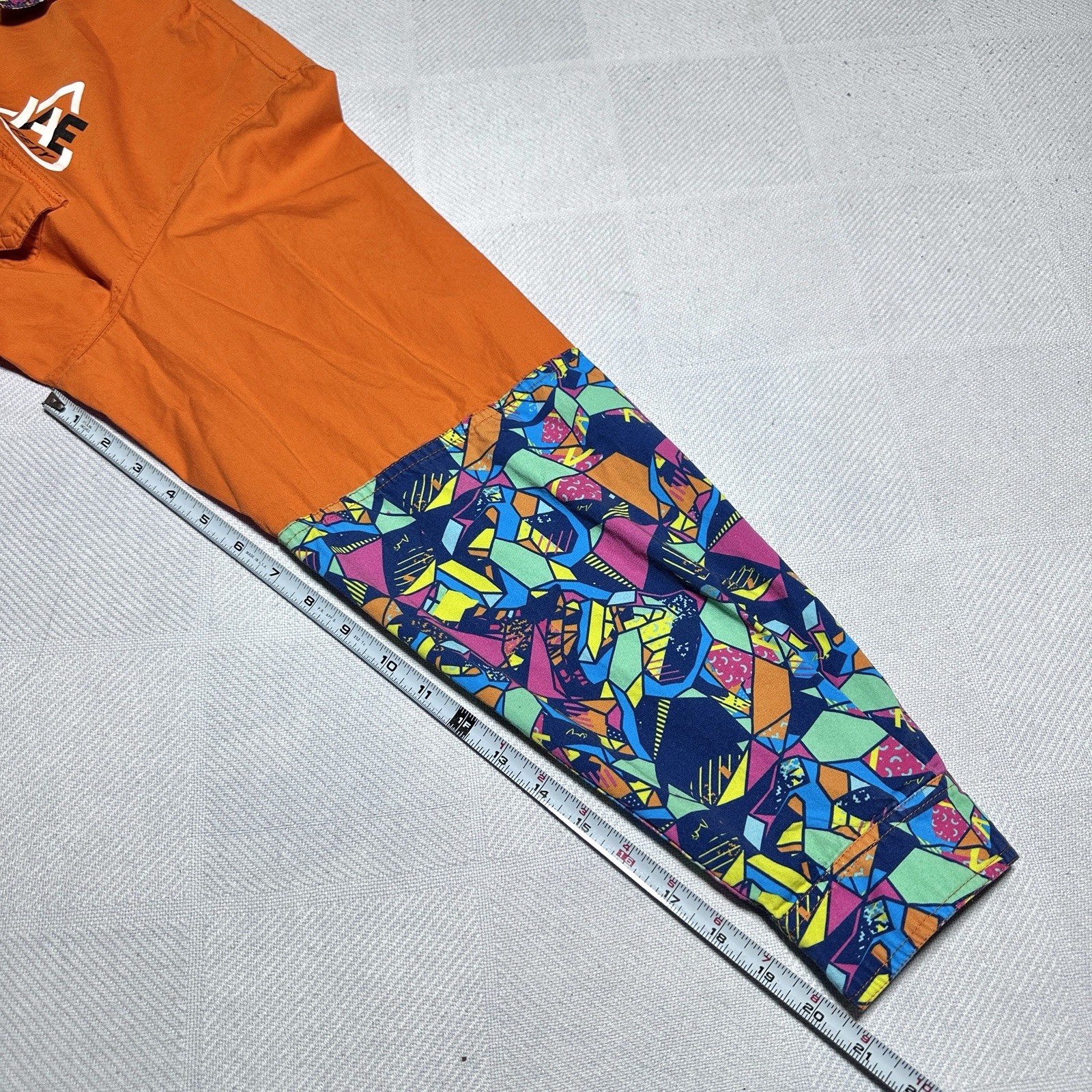 TradeMutt Work Shirt Mens 2XL Quilpie Shire Geometric Pattern Half Button Hi-Vis