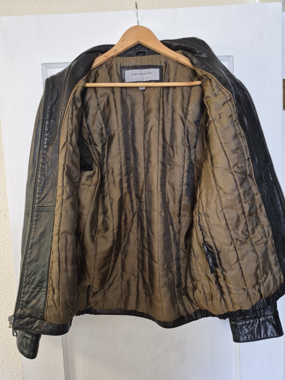 Marc New York Andrew Marc Men’s Black Leather Zip Lined Jacket Size M 46″