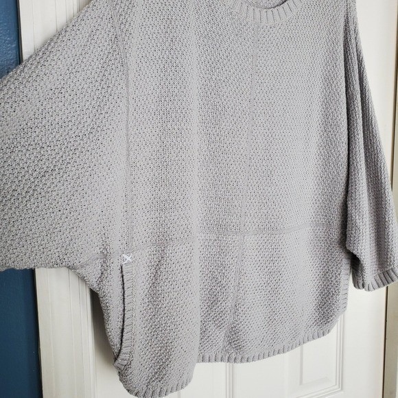 Habitat Oversized Gray Batwing Knit Sweater Casual XS Sm Natural Fiber Lounge