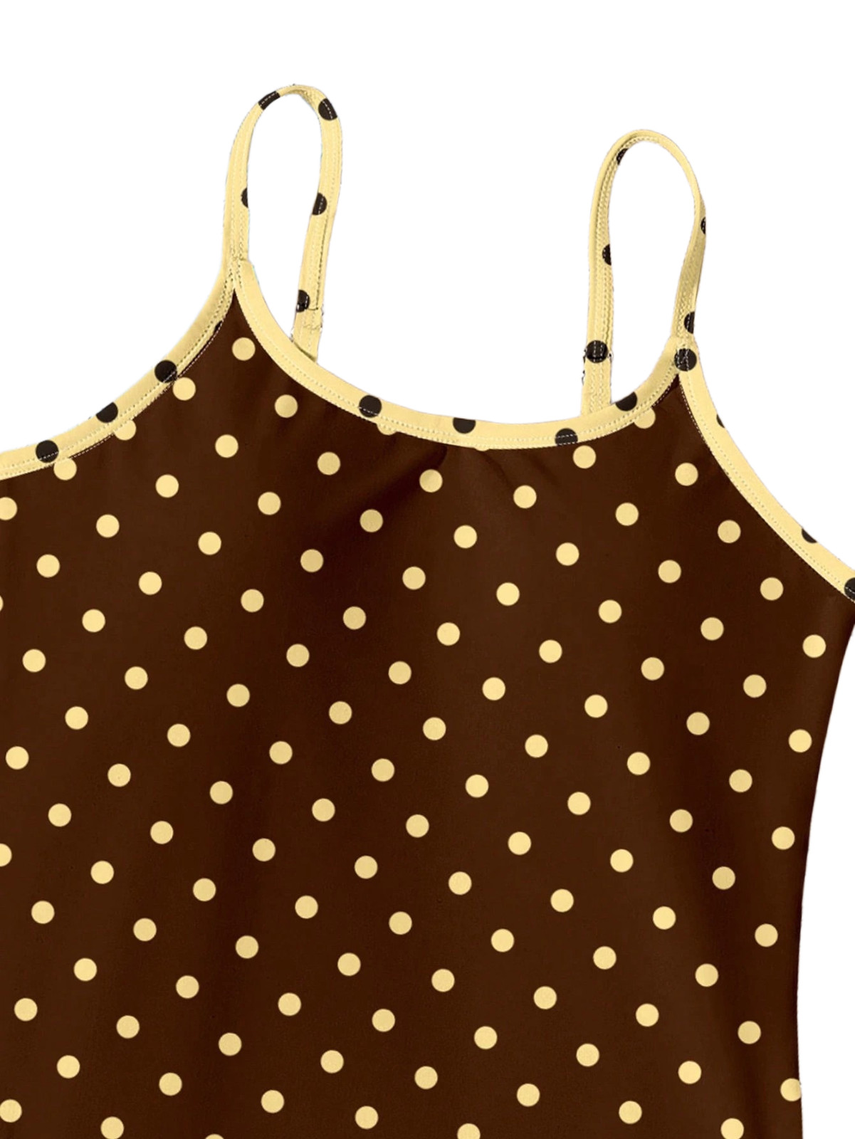 YOUR CHOICE BROWN POLKA DOTSY BIKINI or ONE PIECE SWIMSUIT size 10 13 14