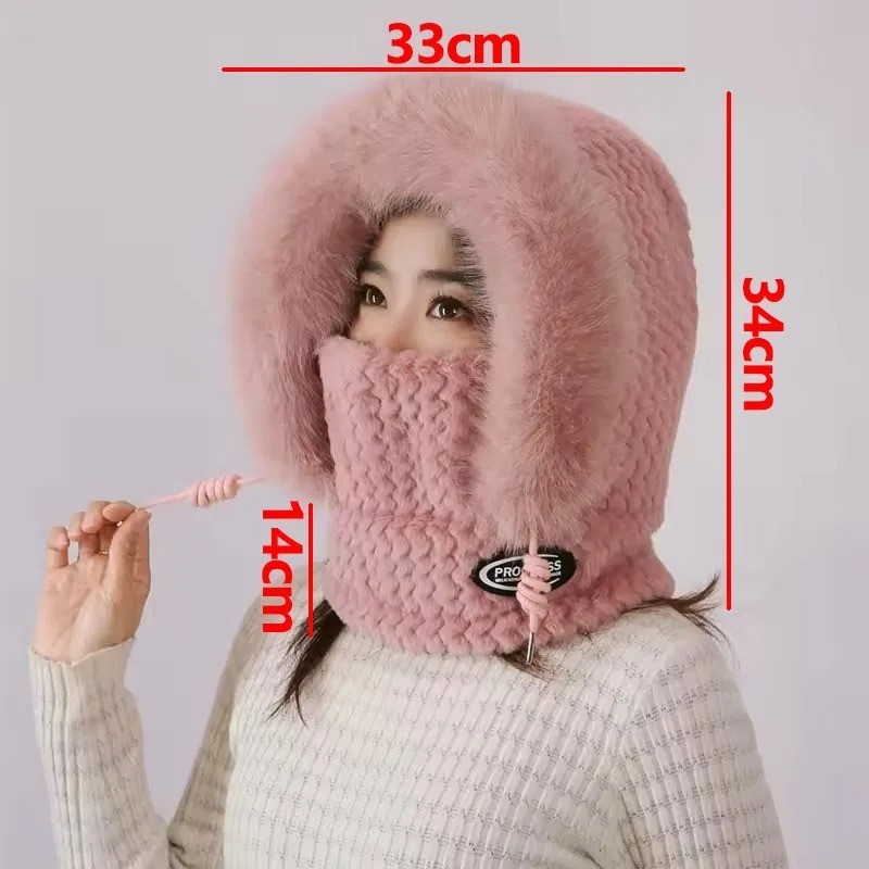 3 in 1 Womens Knit Beanie Hat Fleece Lined Winter Scarf Mask Set Snow Caps *****