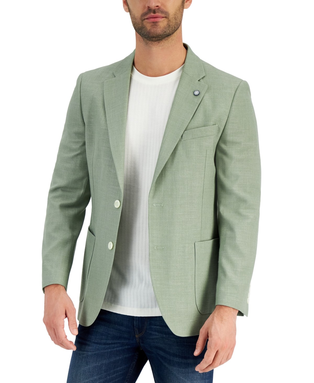 Nautica Mens Modern fit Linen Sport Coat Blazer 38 R Green Solid