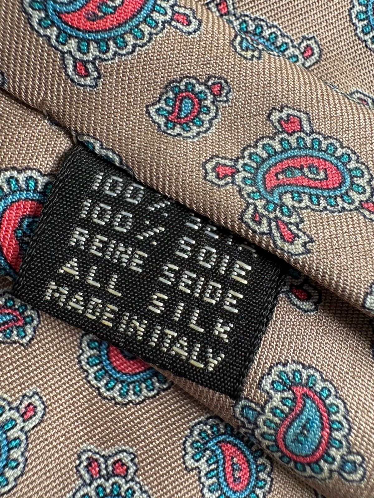 VTG Mark Pendleton Necktie Silk Paisley Taupe Multicolor Made In Italy 3.25 X 58