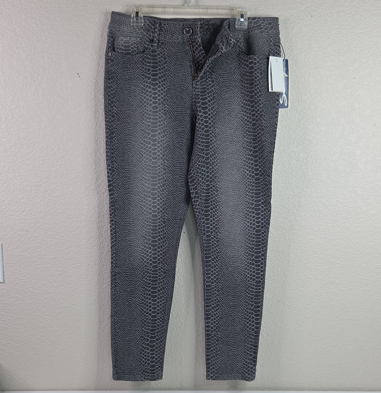 Seven7 Women’s Gray Snake Print Skinny Jeans Stretch 5-Pocket Size 12