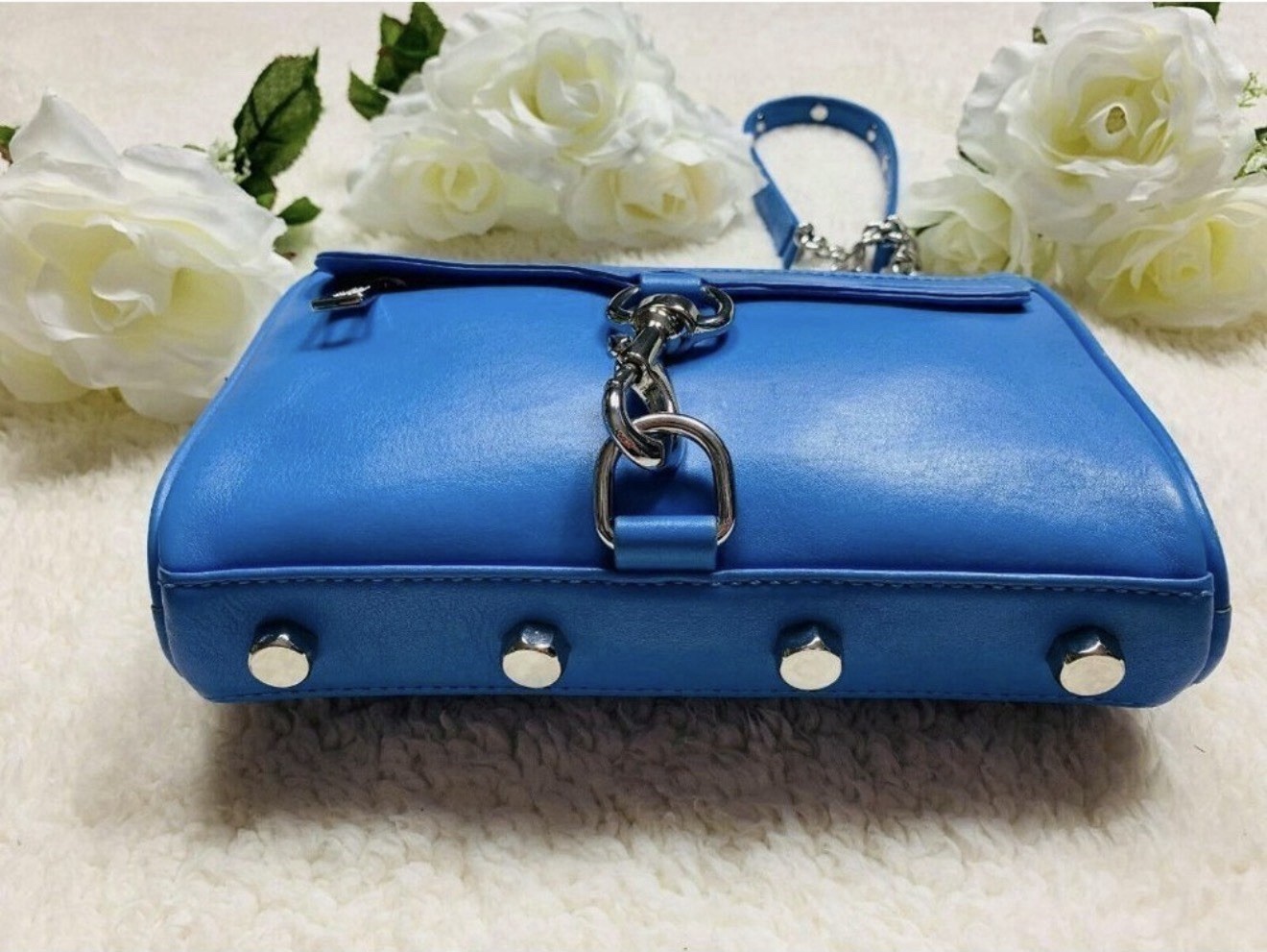REBECCA MINKOFF MAC Blue Crossbody Chain Strap Silver Hardware with Dust Bag