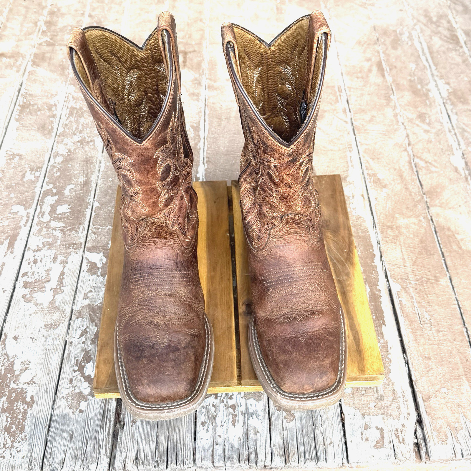 Laredo 7835 Durant Men’s 7.5 D Brown Leather Square Toe Western Cowboy Boots