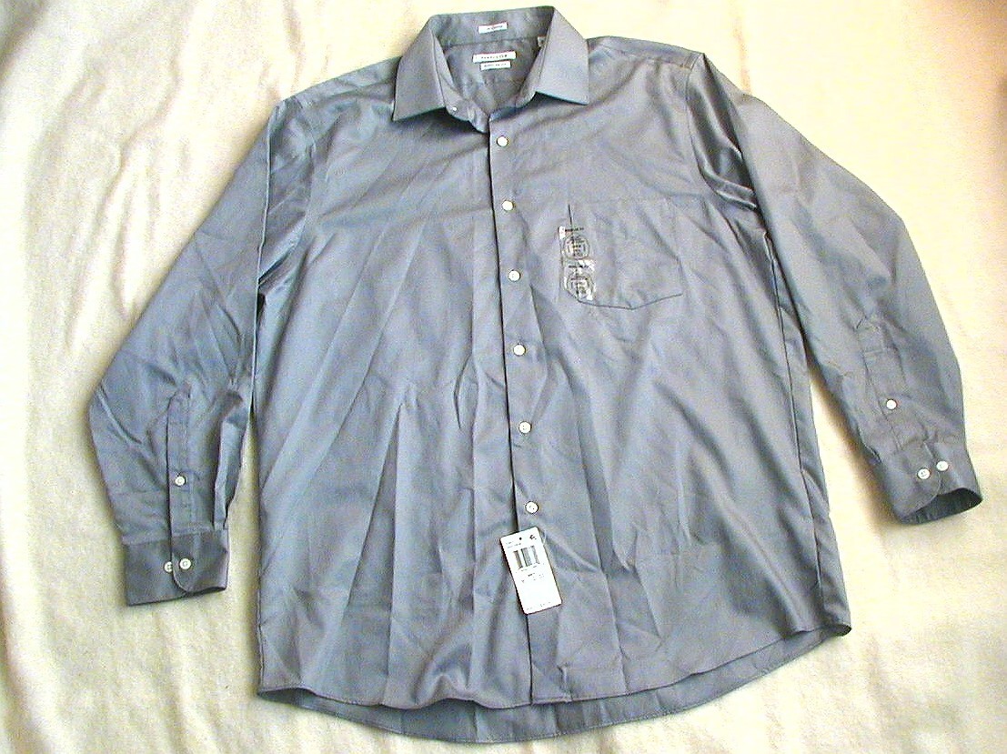 NWT Van Heusen Gray Lux Sateen Long Sleeve Shirt Size 16 1/2 32/33