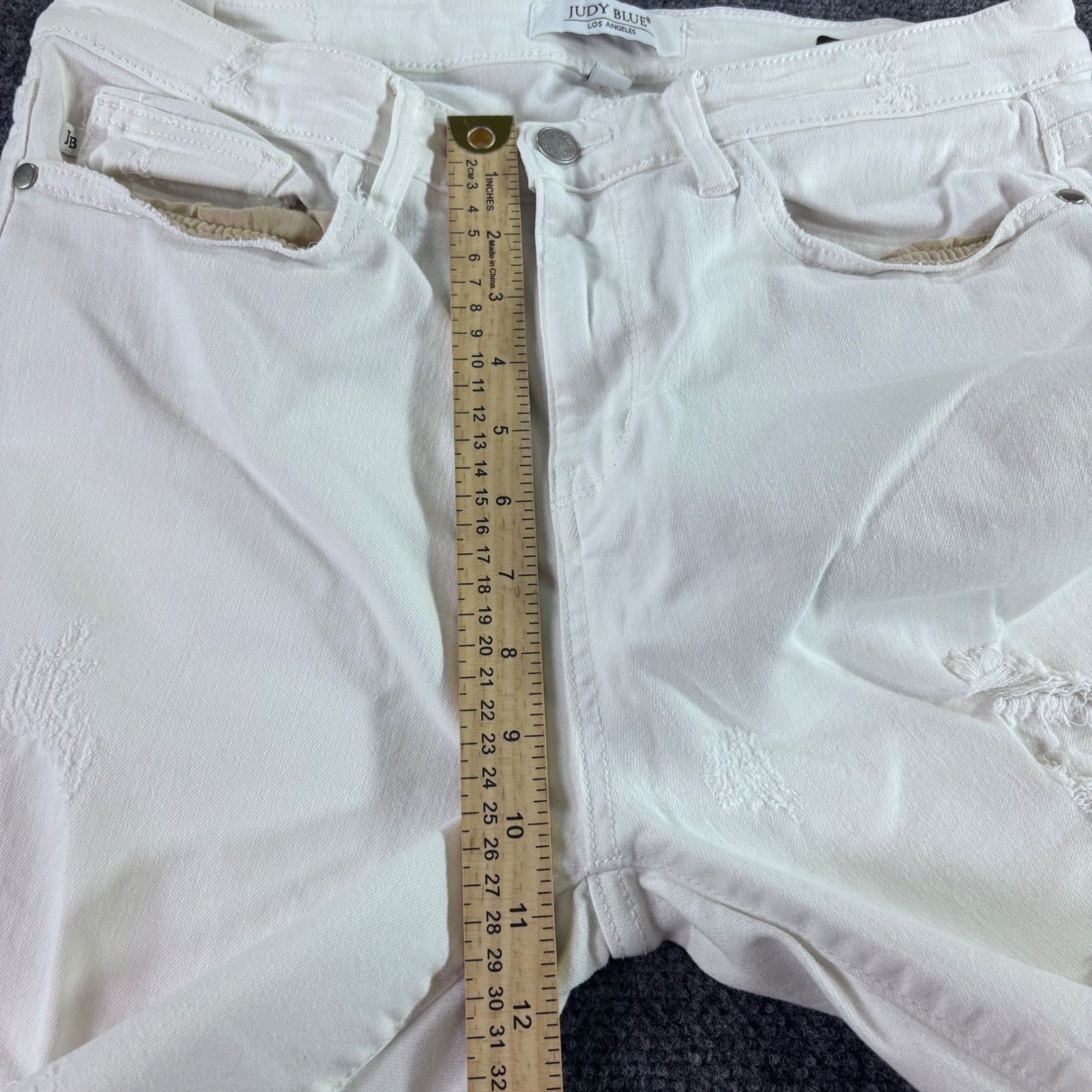 Judy Blue Skinny Jeans Womens 13/31 White Distressed Ripped High Rise