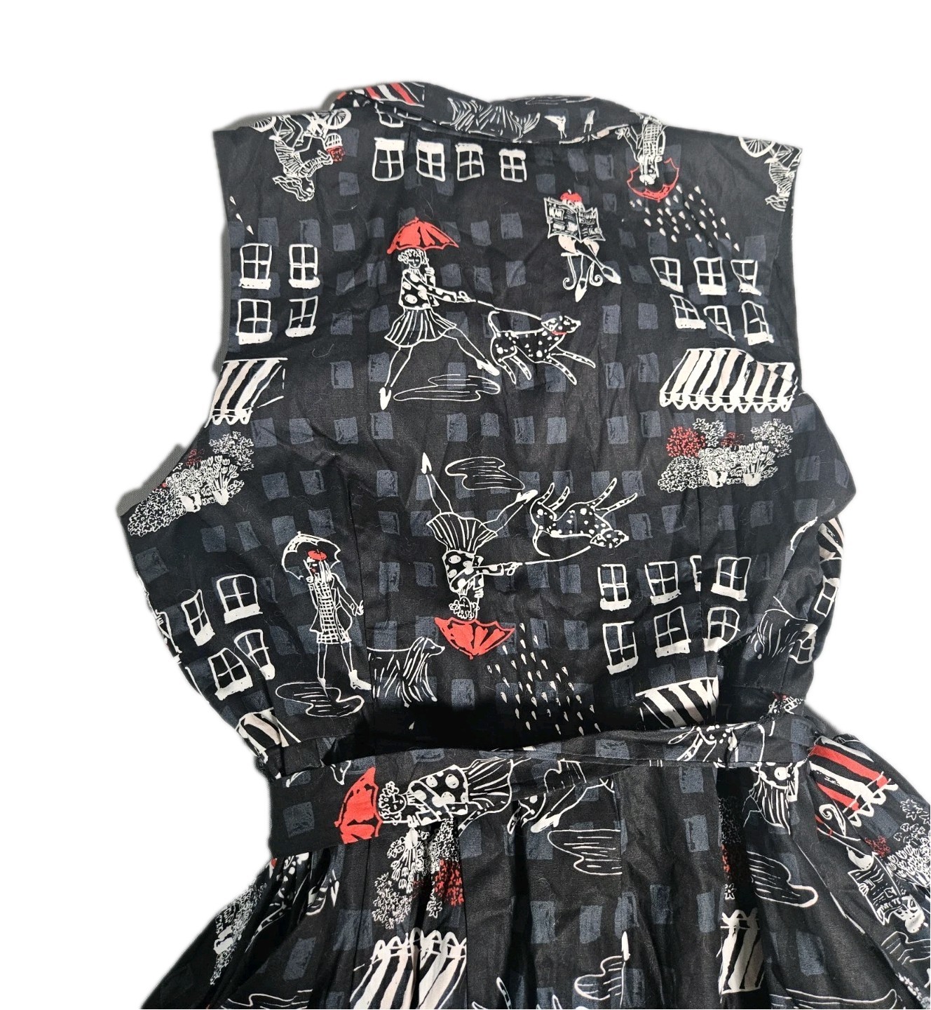 Modcloth Black Pinup Sleeveless Community Brunch Cotton Rockabilly Midi Sz L NWT