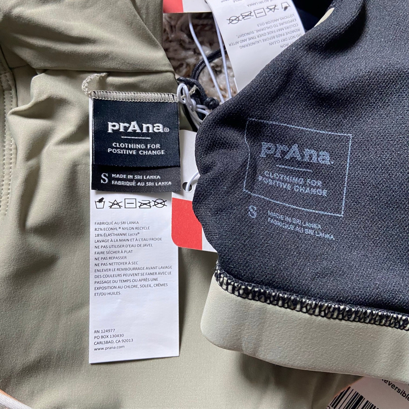 Prana Baja Bound & Willow Falls Reversible Top Small Black Color Block Waves Set