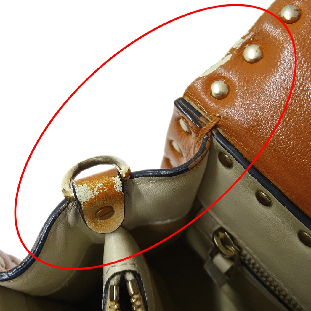 Valentino Garavani 2way Rockstud Leather Bag Camel Brown Shoulder Bag #BBB403