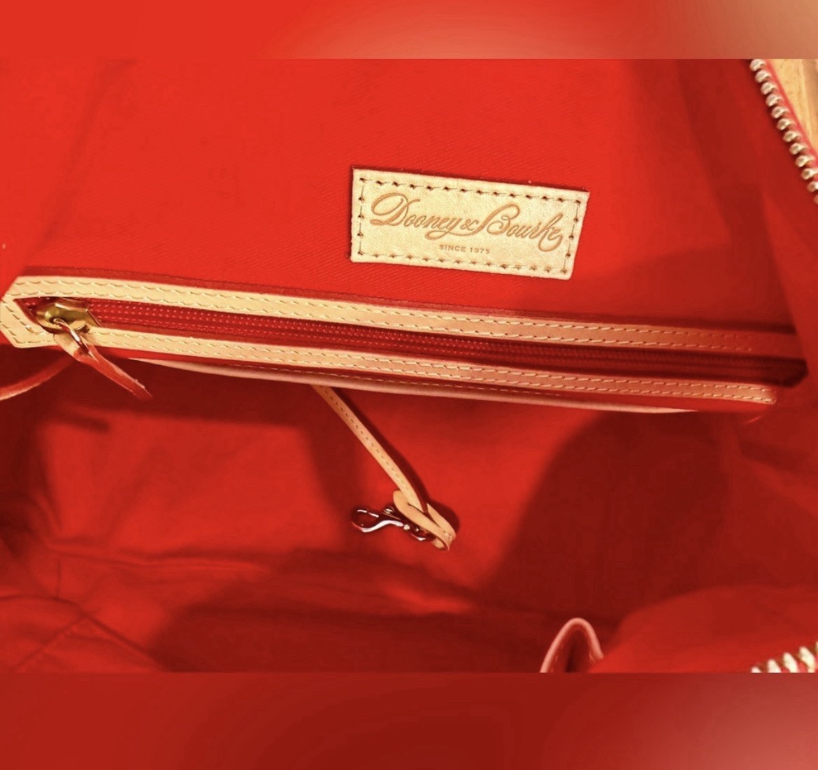 DOONEY & BOURKE ‘NINA’ EUC PATENT LEATHER SATCHEL IN VIBRANT RED