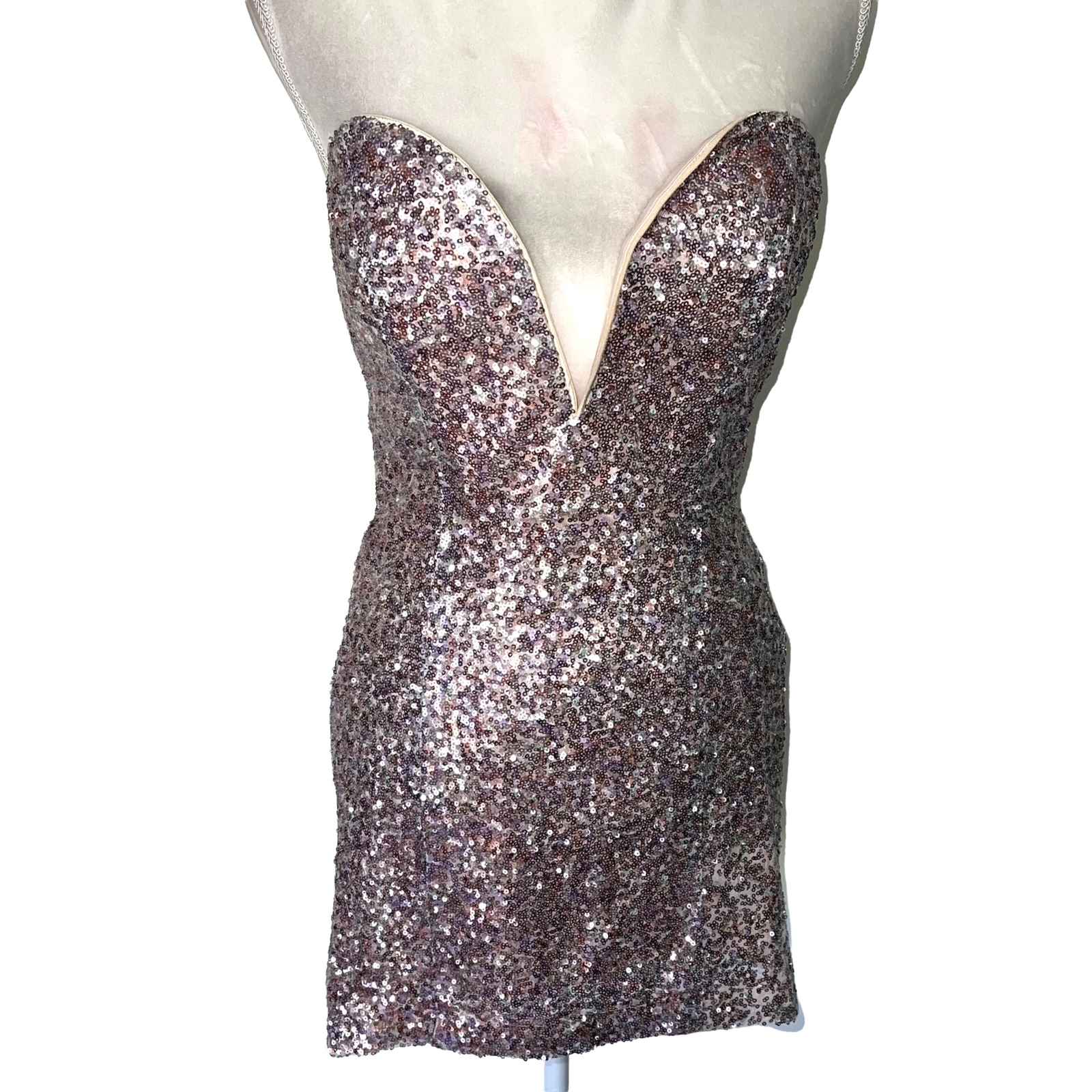 Nasty Gal Helix Dress Womens Size Medium Bodycon Lavender Pink Party Sequin Mode