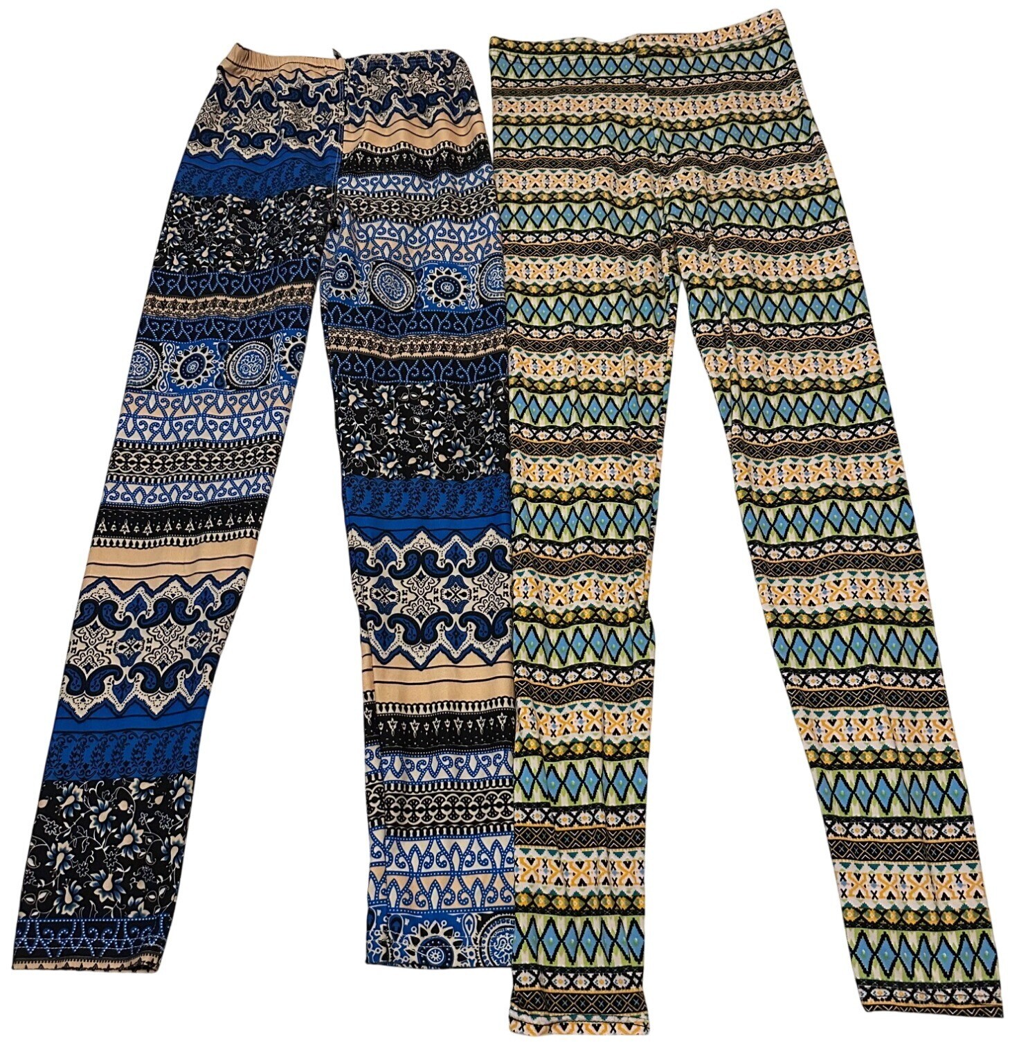 LOT of 2 Geometric Pattern Leggings Polyester Spandex Blend Women Size S/M-READ