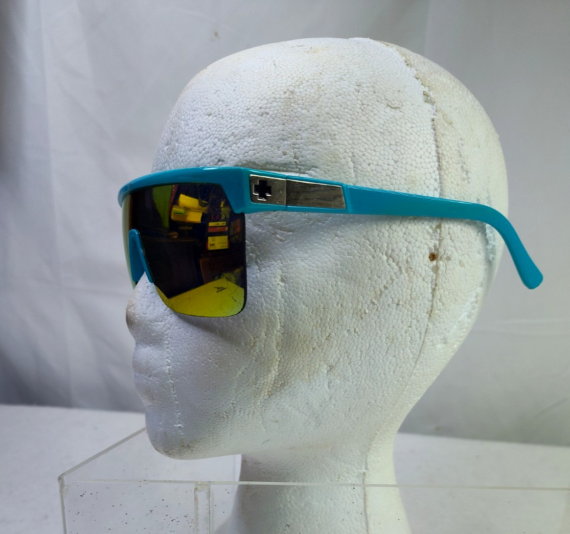 SPY + Matte Teal Flynn 50/50 Shield MIRRORED SUNGLASSES 134-00-140 Scratches