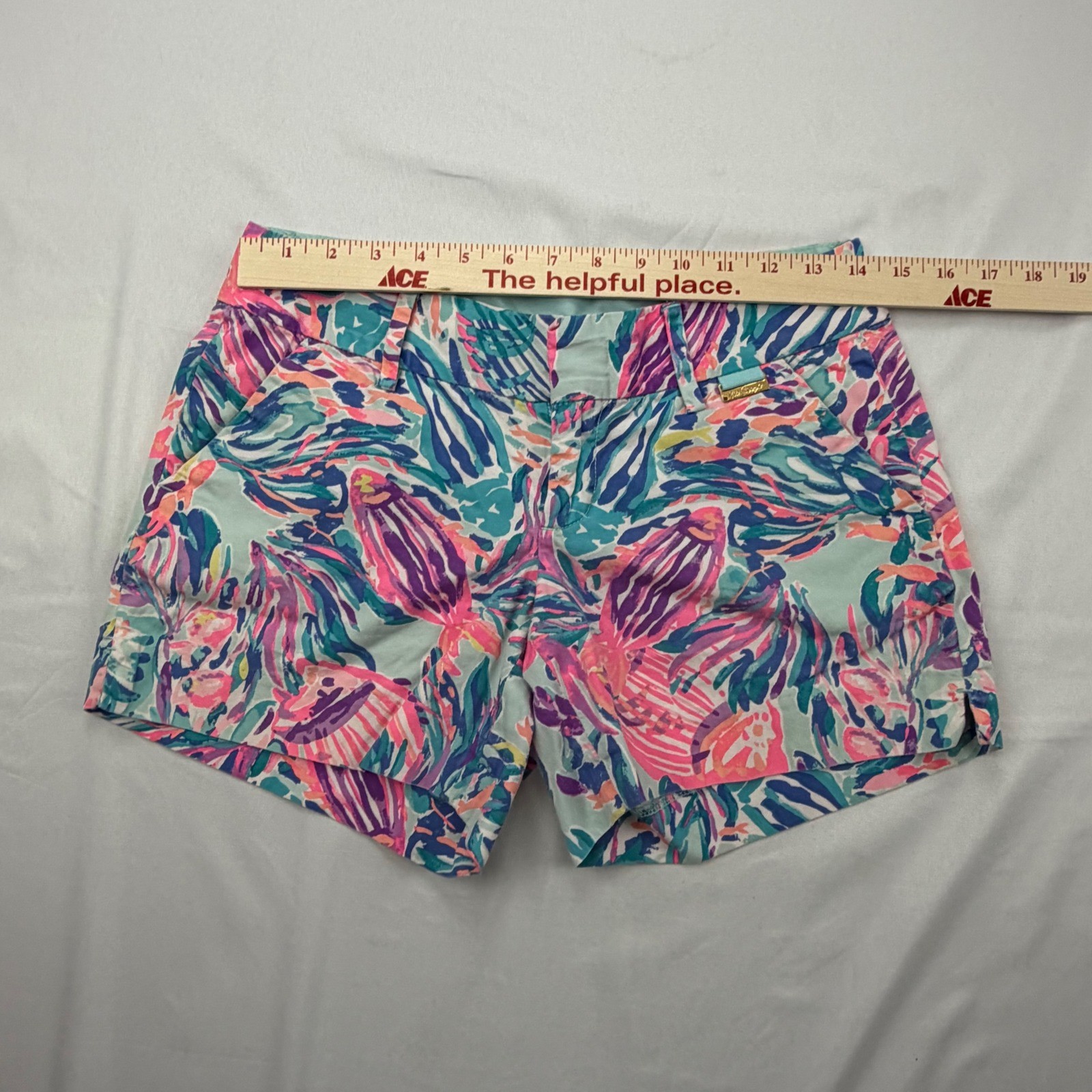 Lilly Pulitzer Callan Shorts Women 0 Multicolor Jellies Be Jammin Fish Print 5″